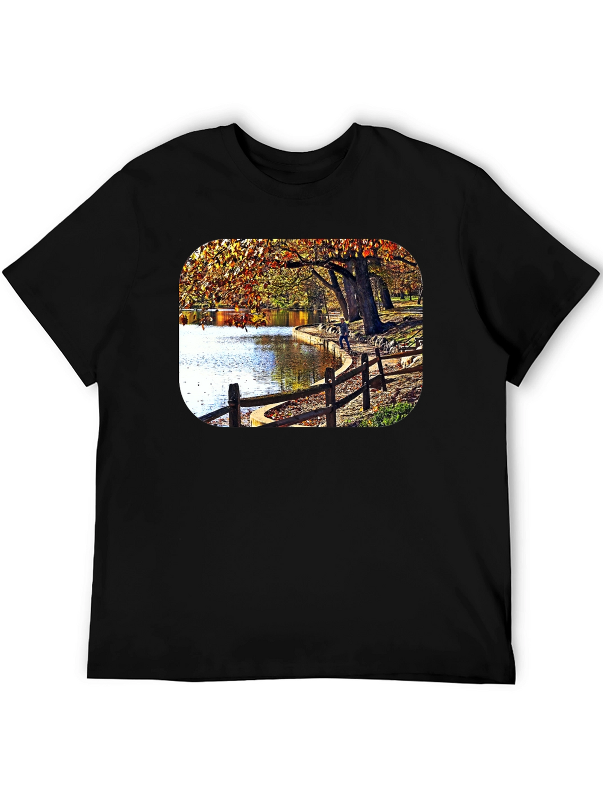 Lakeside Autumn Scene Graphic Tee