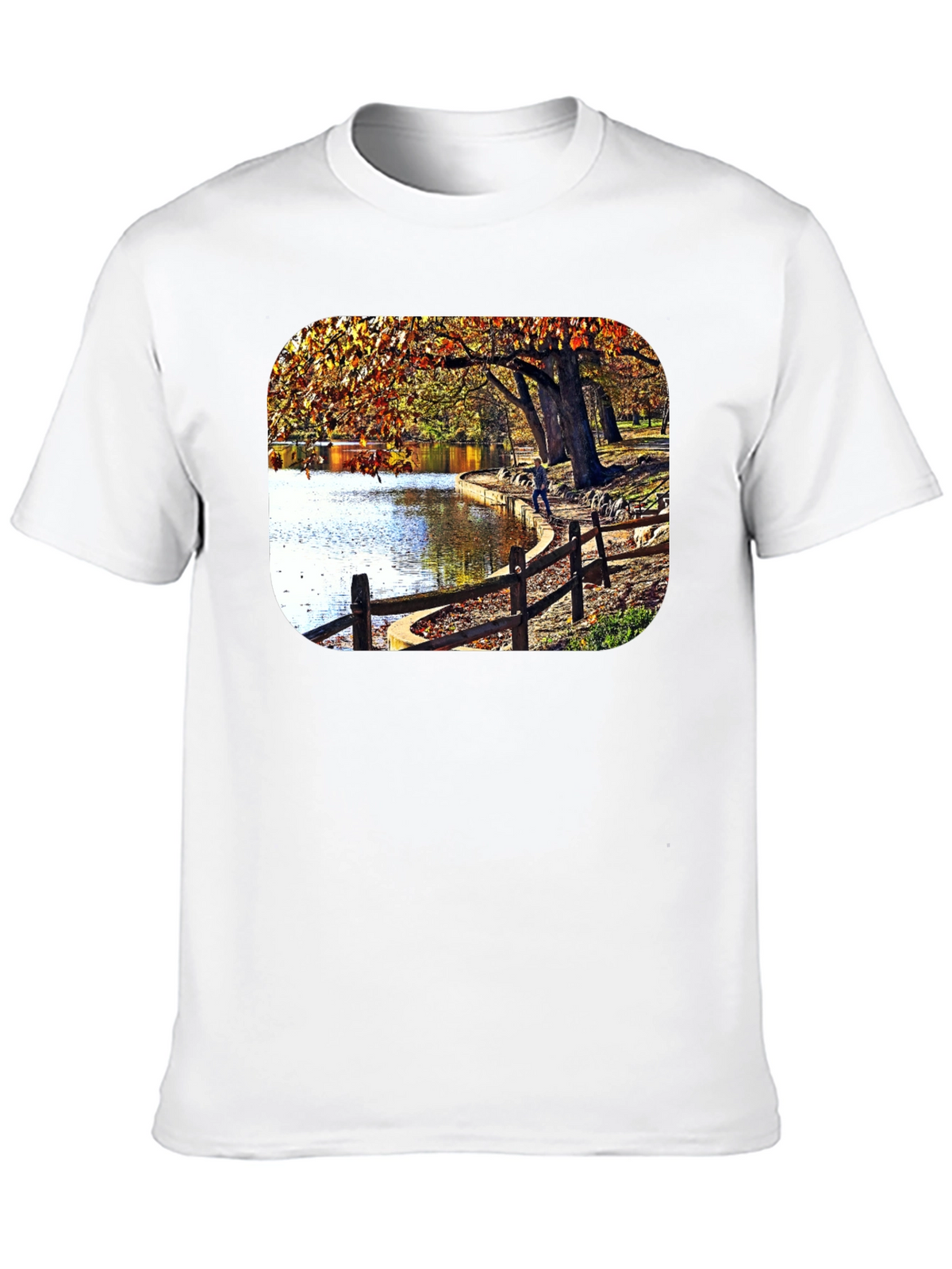 Lakeside Autumn Scene Graphic Tee