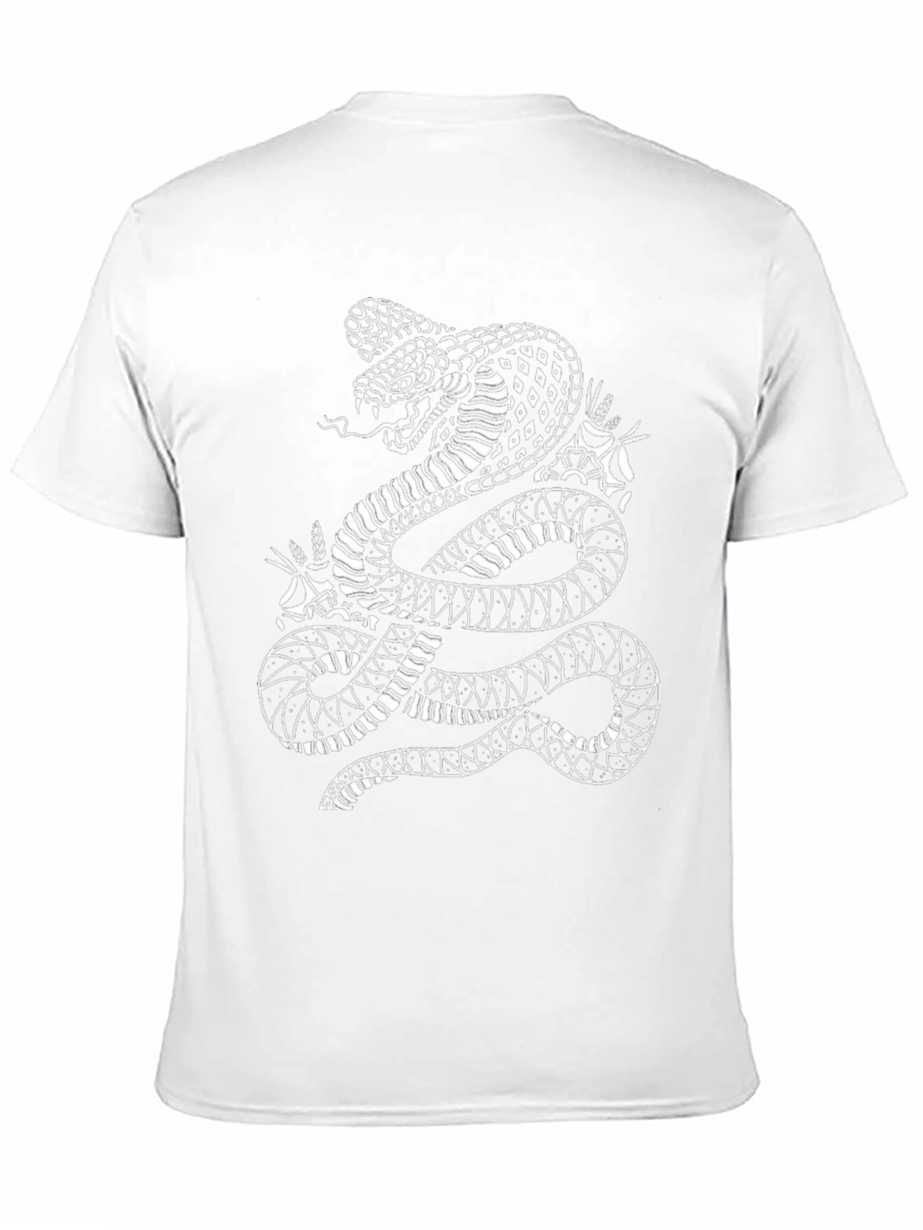 Mens Black T-Shirt with Snake Graphic