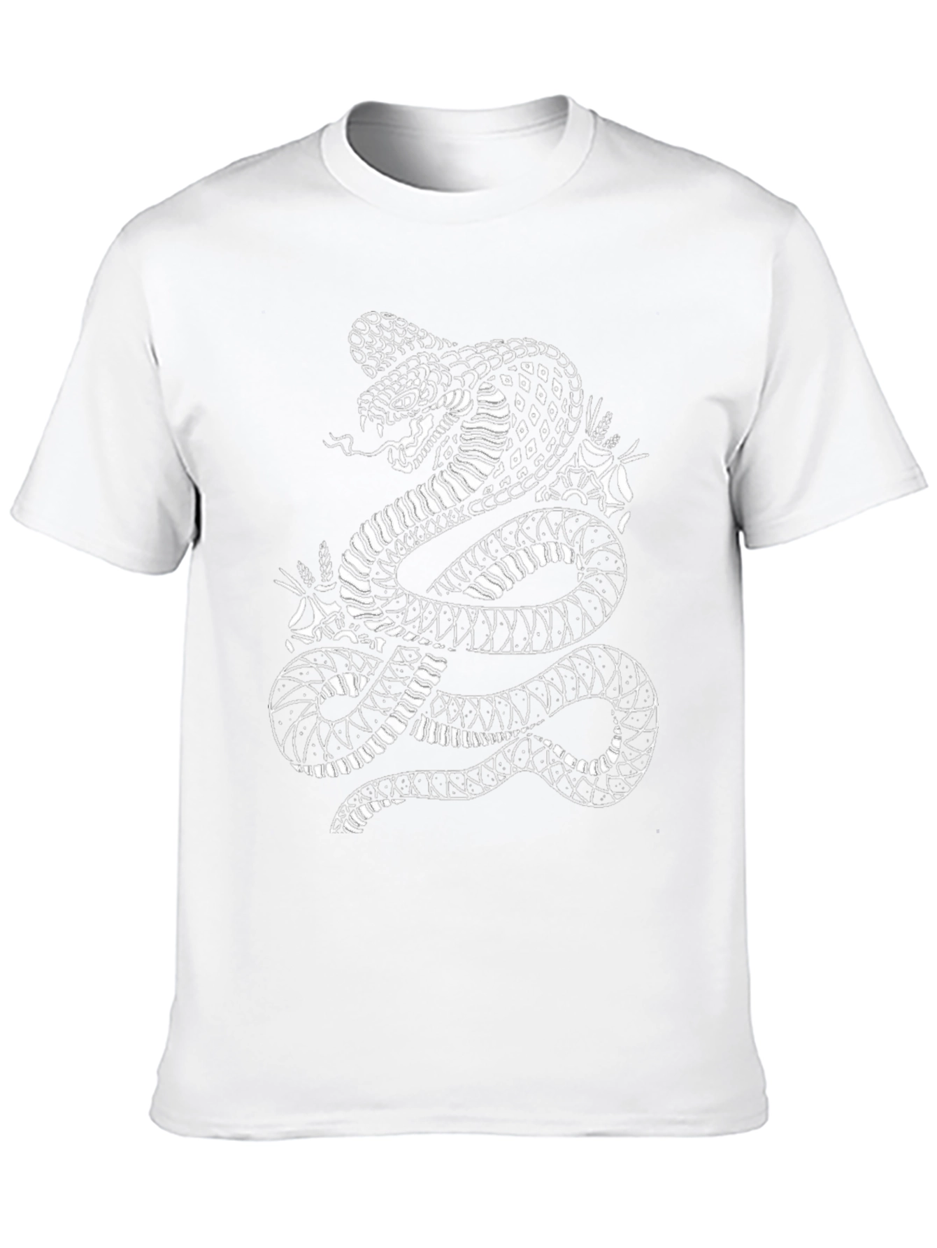 Mens Black T-Shirt with Snake Graphic
