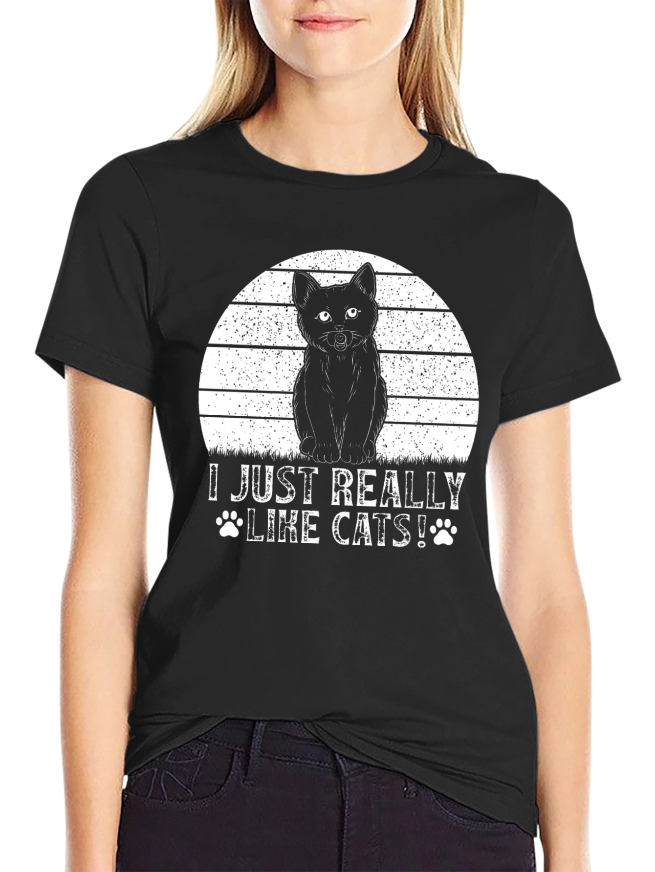 I Just Really Like Cats! Black T-Shirt