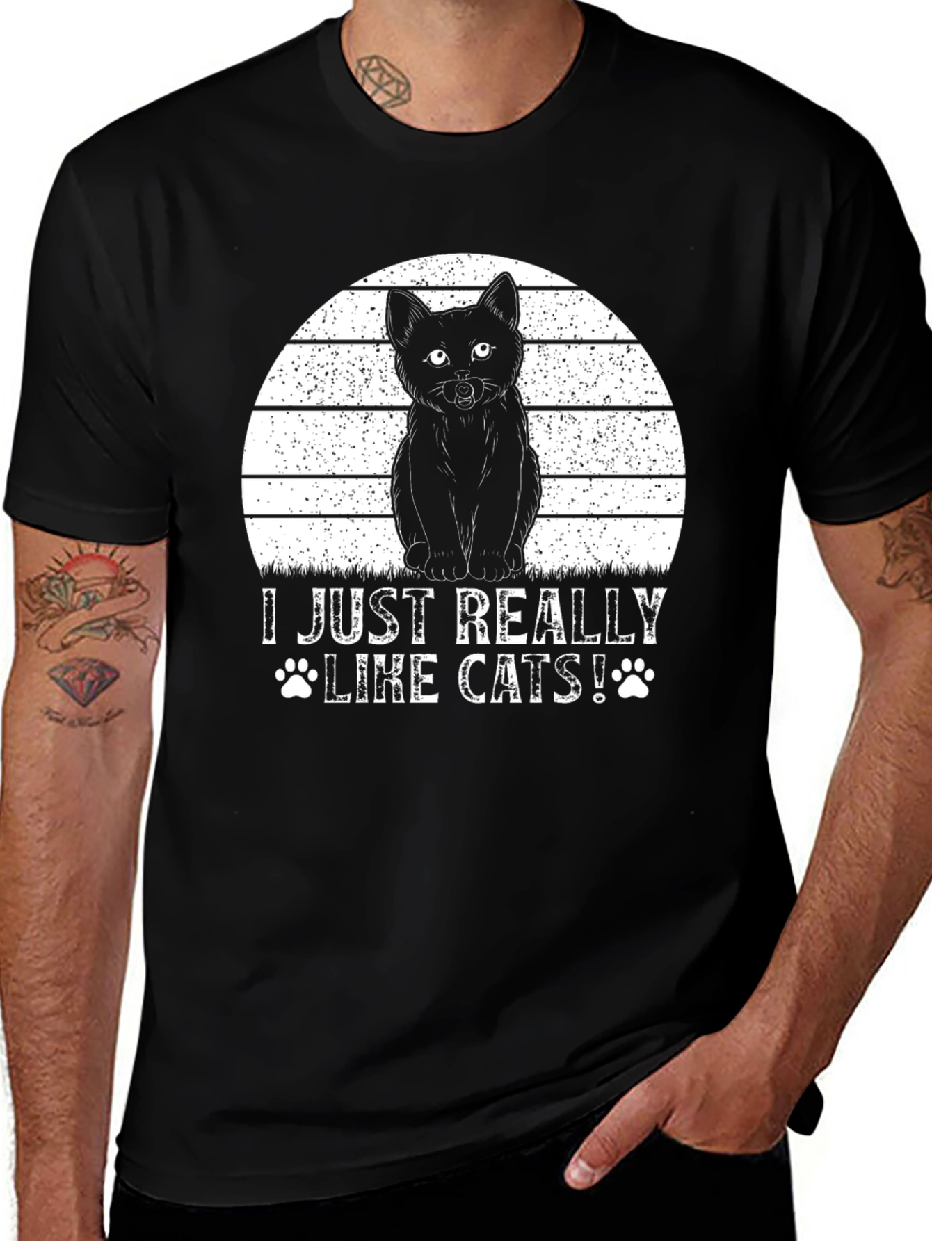 I Just Really Like Cats! Black T-Shirt