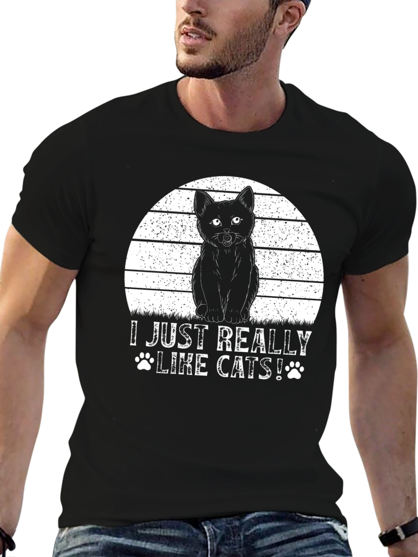 I Just Really Like Cats! Black T-Shirt