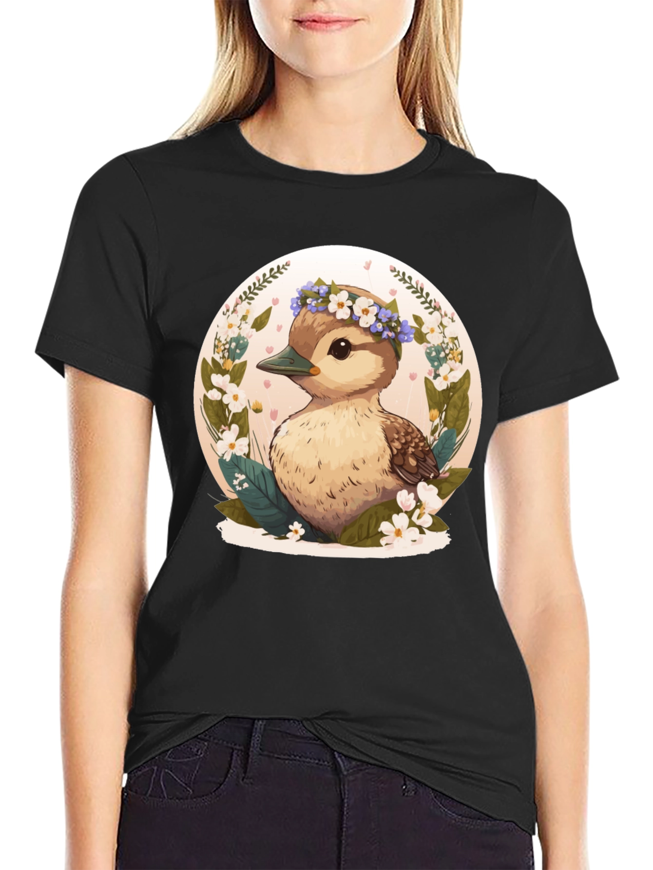 Duckling Floral Wreath Graphic Tee