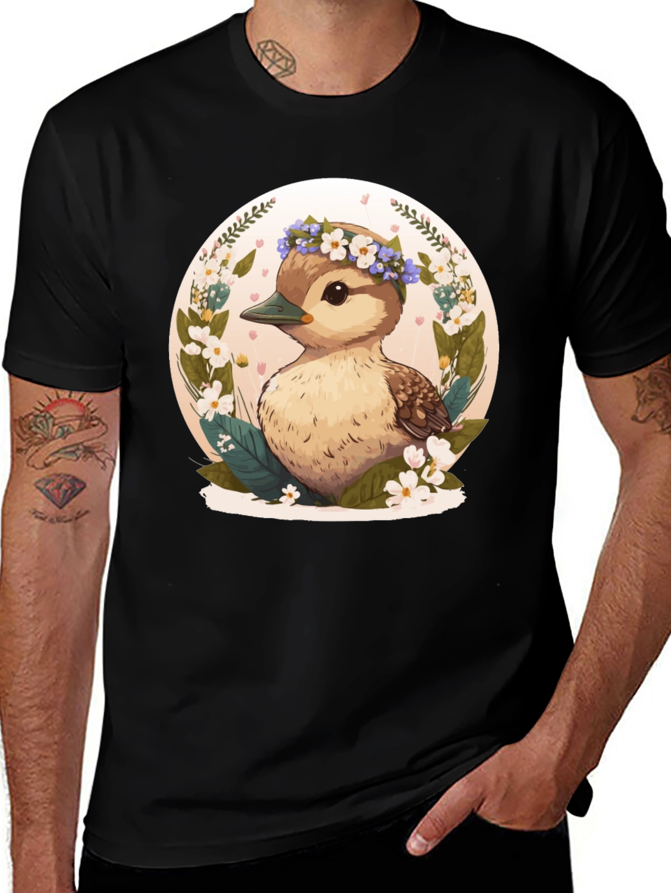 Duckling Floral Wreath Graphic Tee