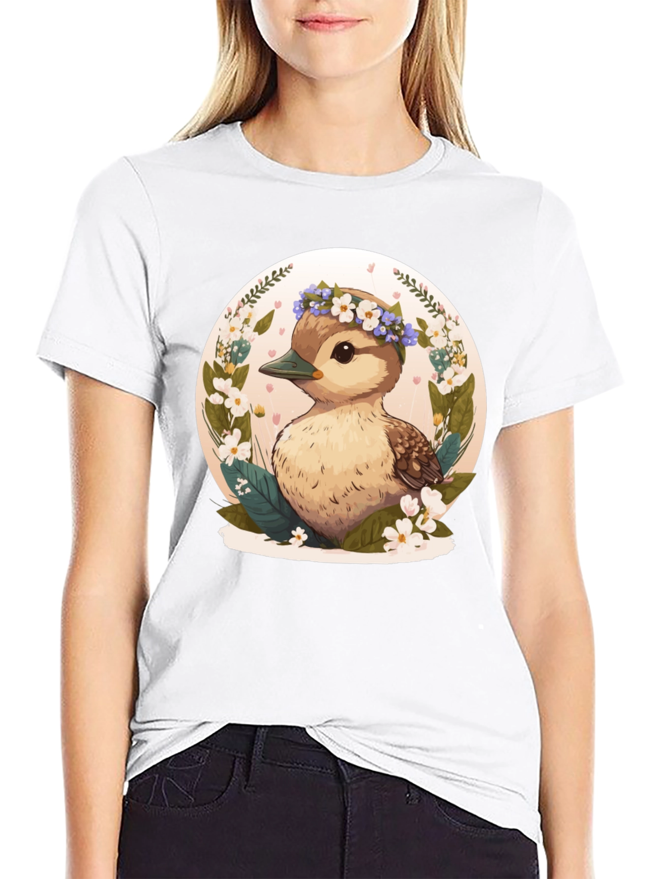 Duckling Floral Wreath Graphic Tee
