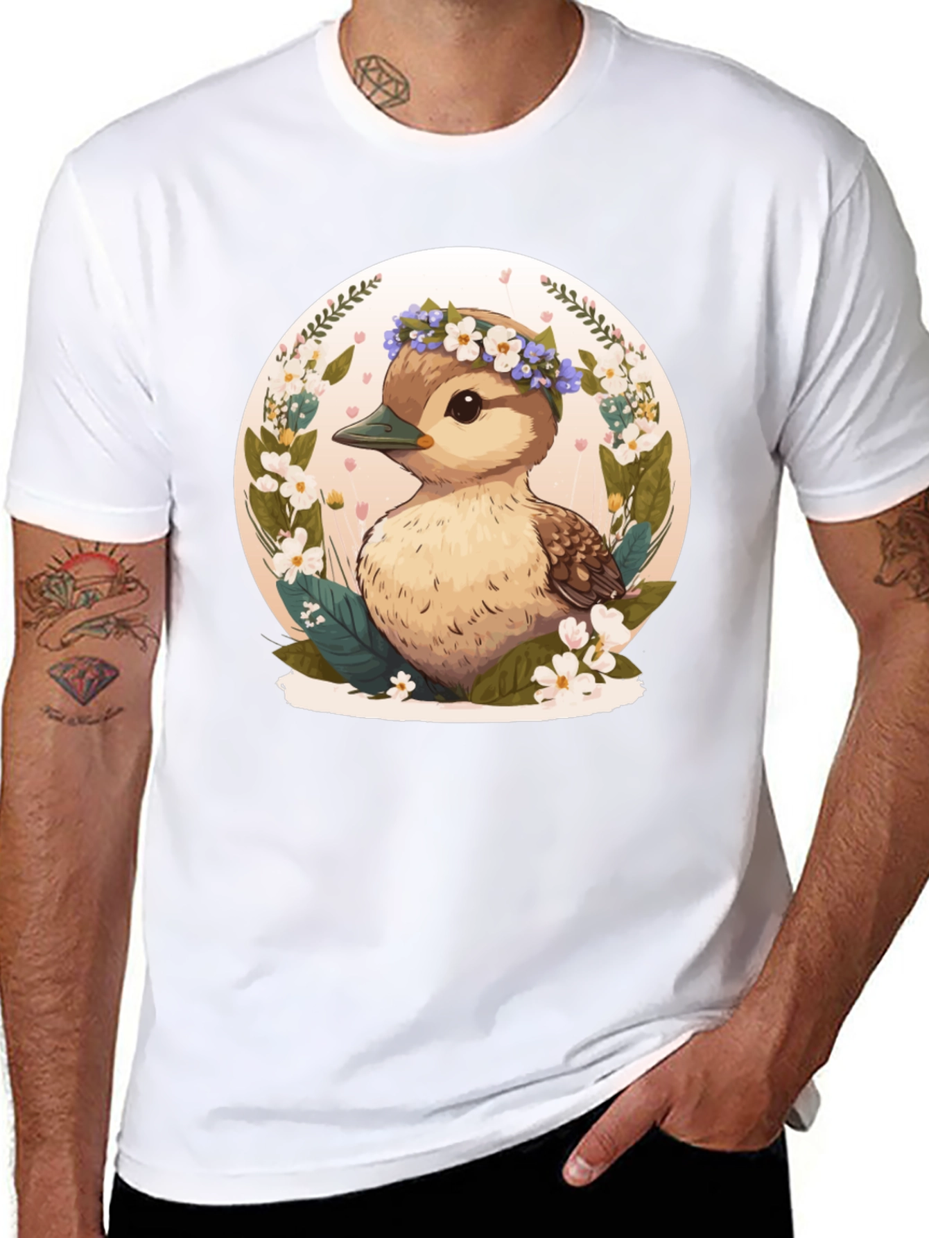 Duckling Floral Wreath Graphic Tee