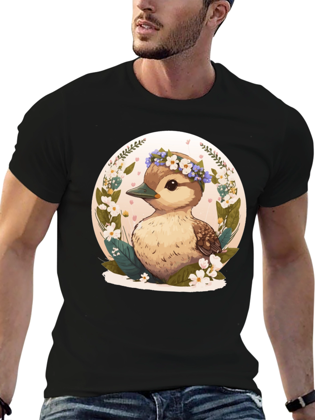 Duckling Floral Wreath Graphic Tee