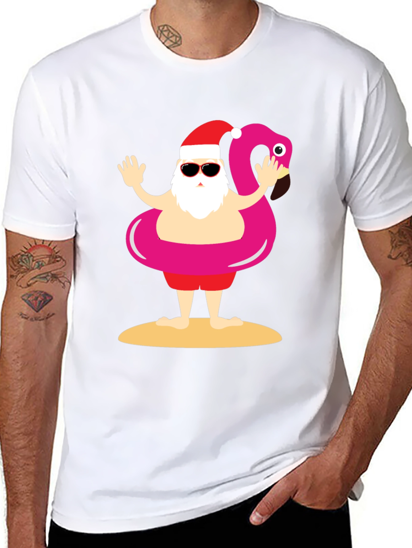 Santa Summer Vacation T-Shirt Funny Christmas Holiday Tee