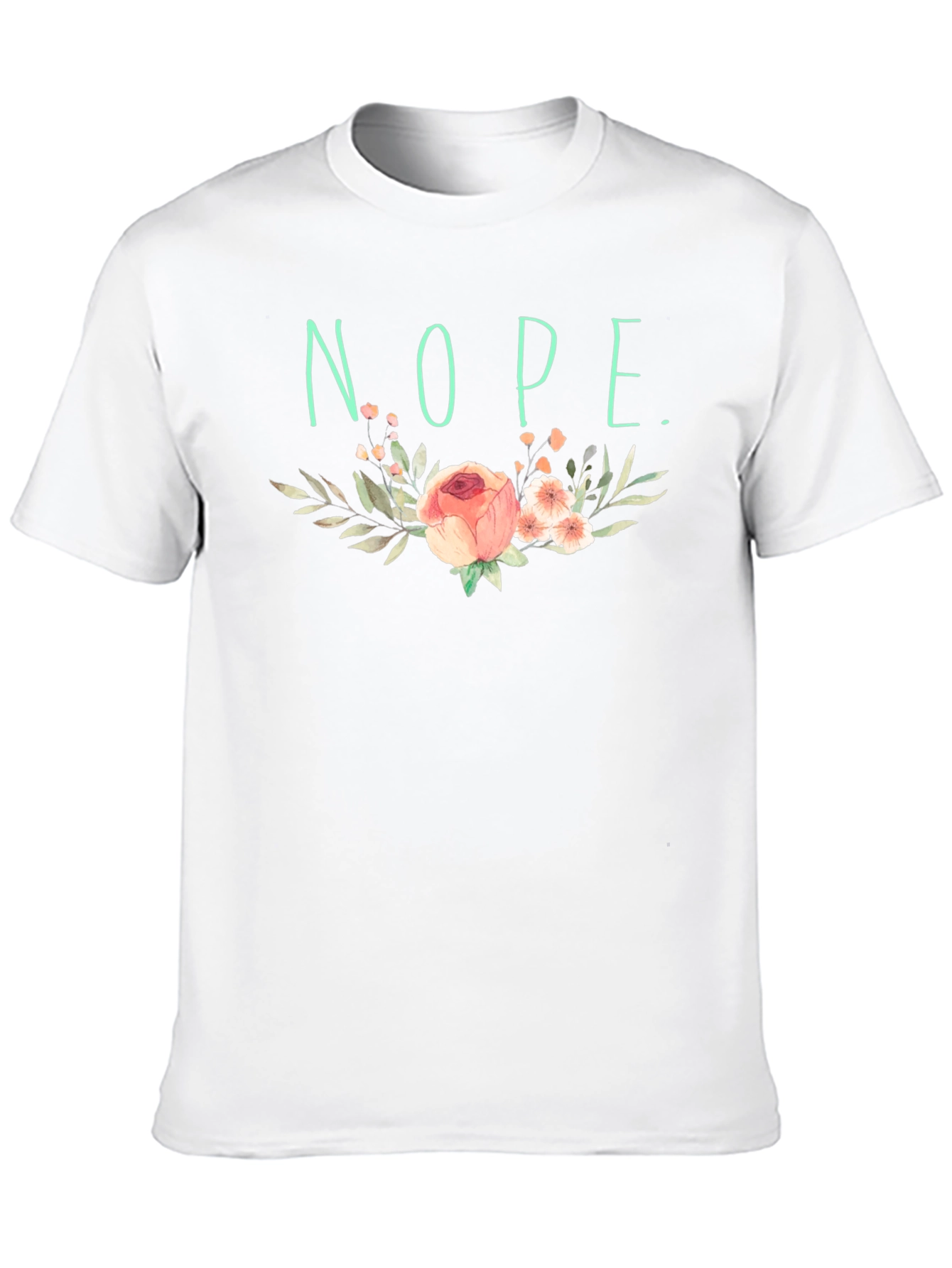 Floral Nope Graphic Tee - Soft Black Cotton