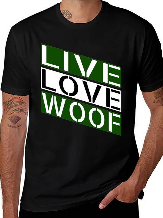 Live Love Woof Graphic Tee - Trendy Dog Lover Shirt