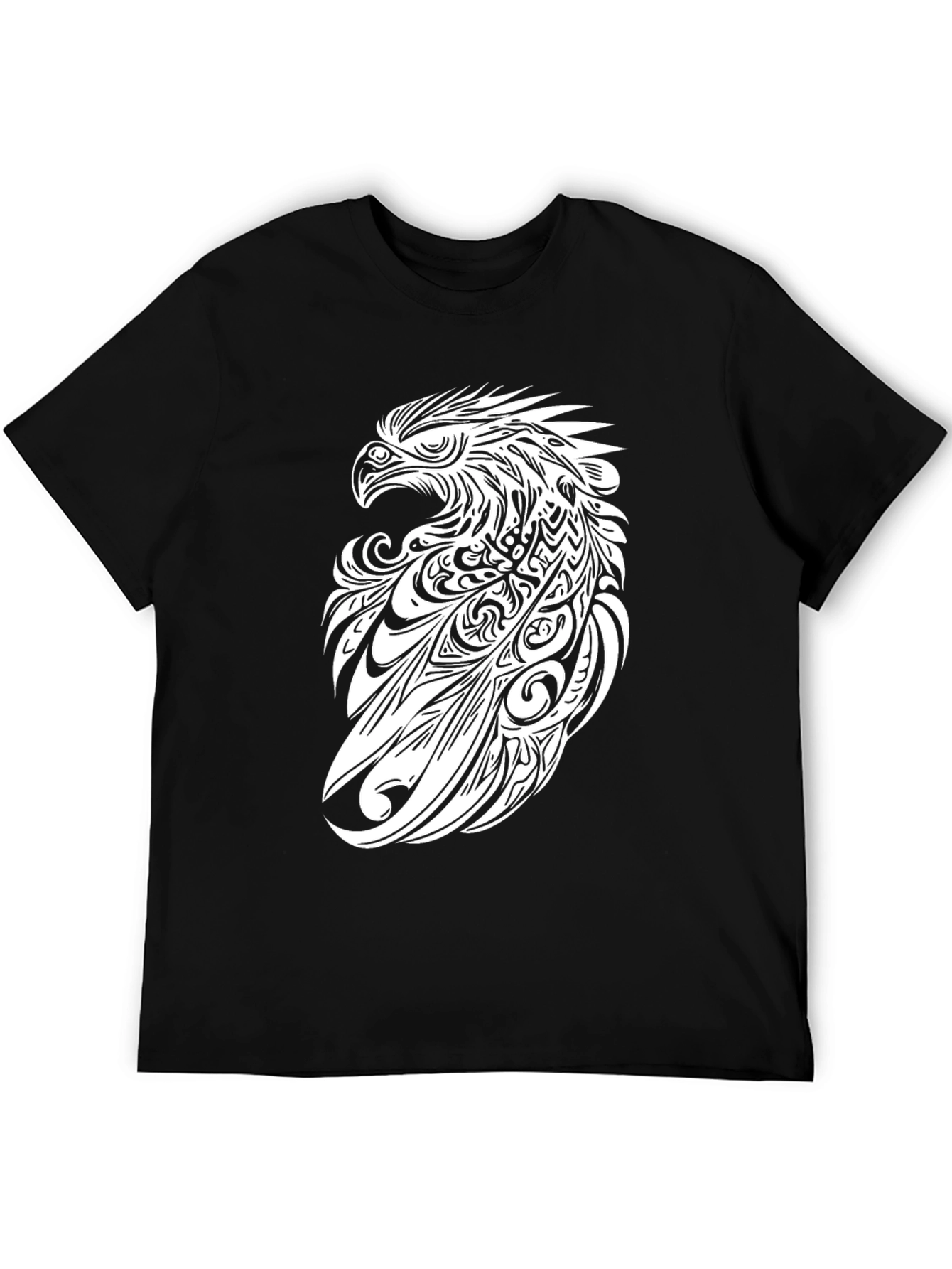 Tribal Eagle Graphic Tee - Black Cotton T-Shirt