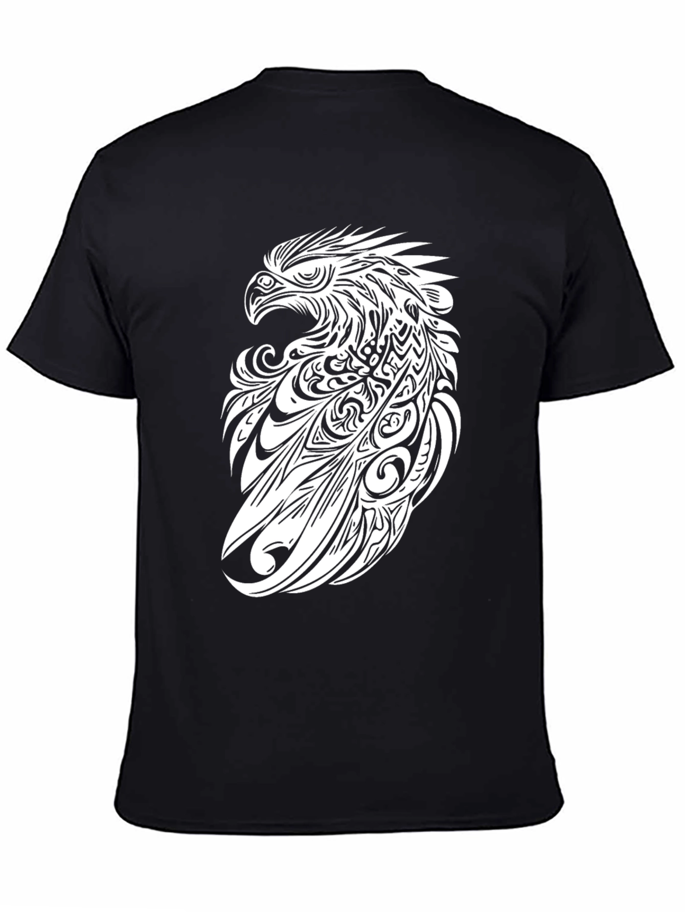 Tribal Eagle Graphic Tee - Black Cotton T-Shirt