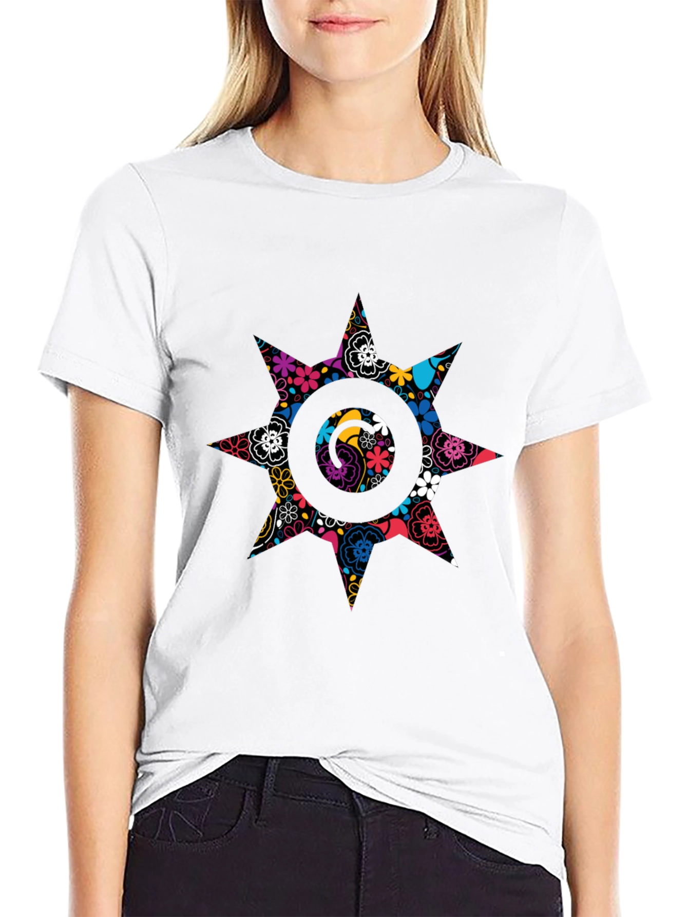 Floral Starburst Black T-Shirt