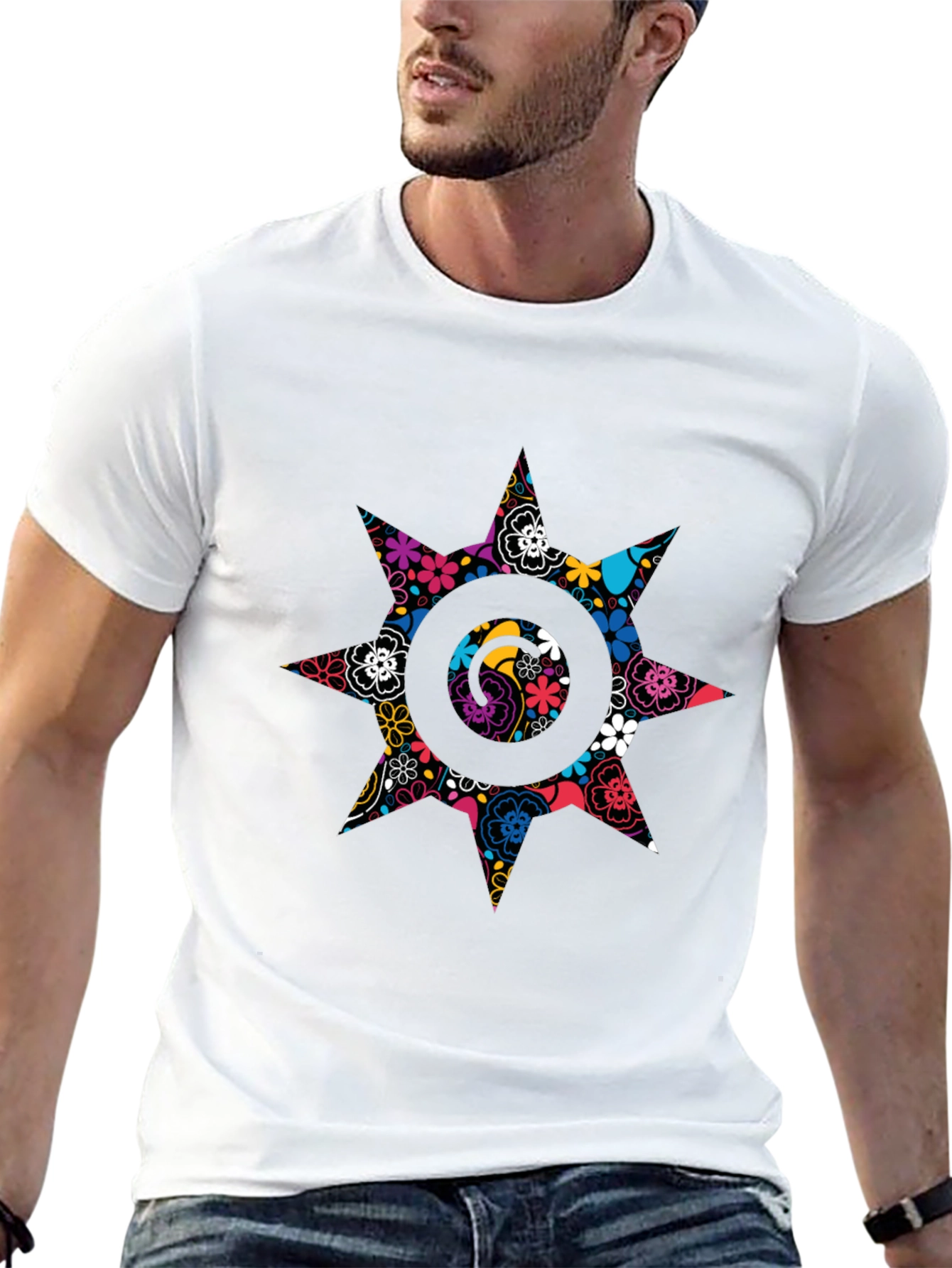 Floral Starburst Black T-Shirt