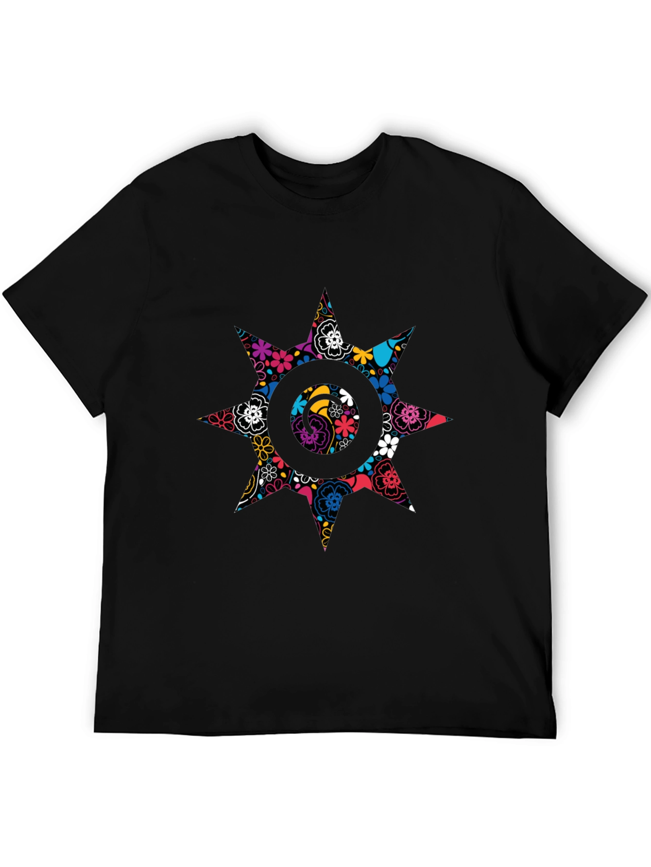 Floral Starburst Black T-Shirt