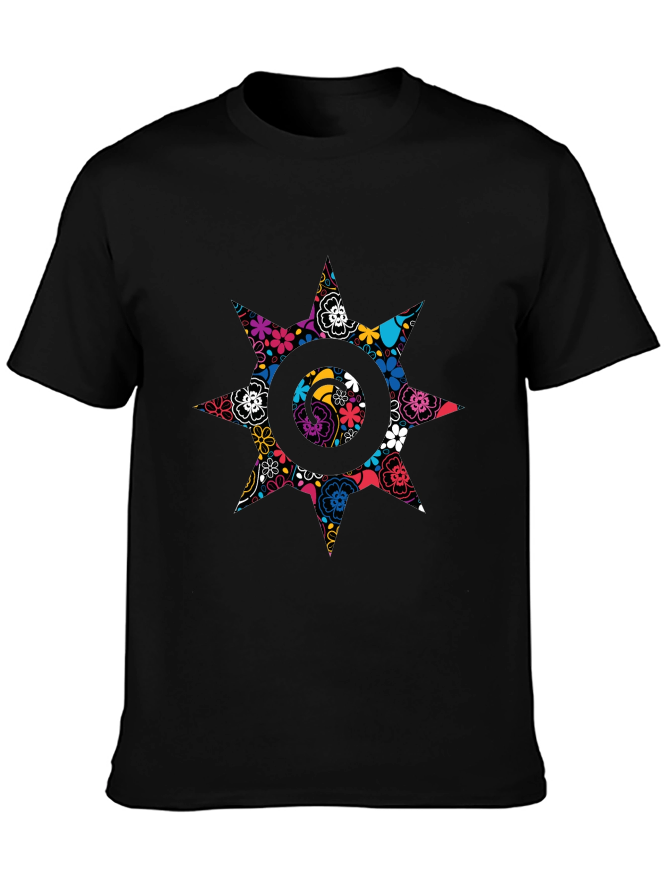 Floral Starburst Black T-Shirt