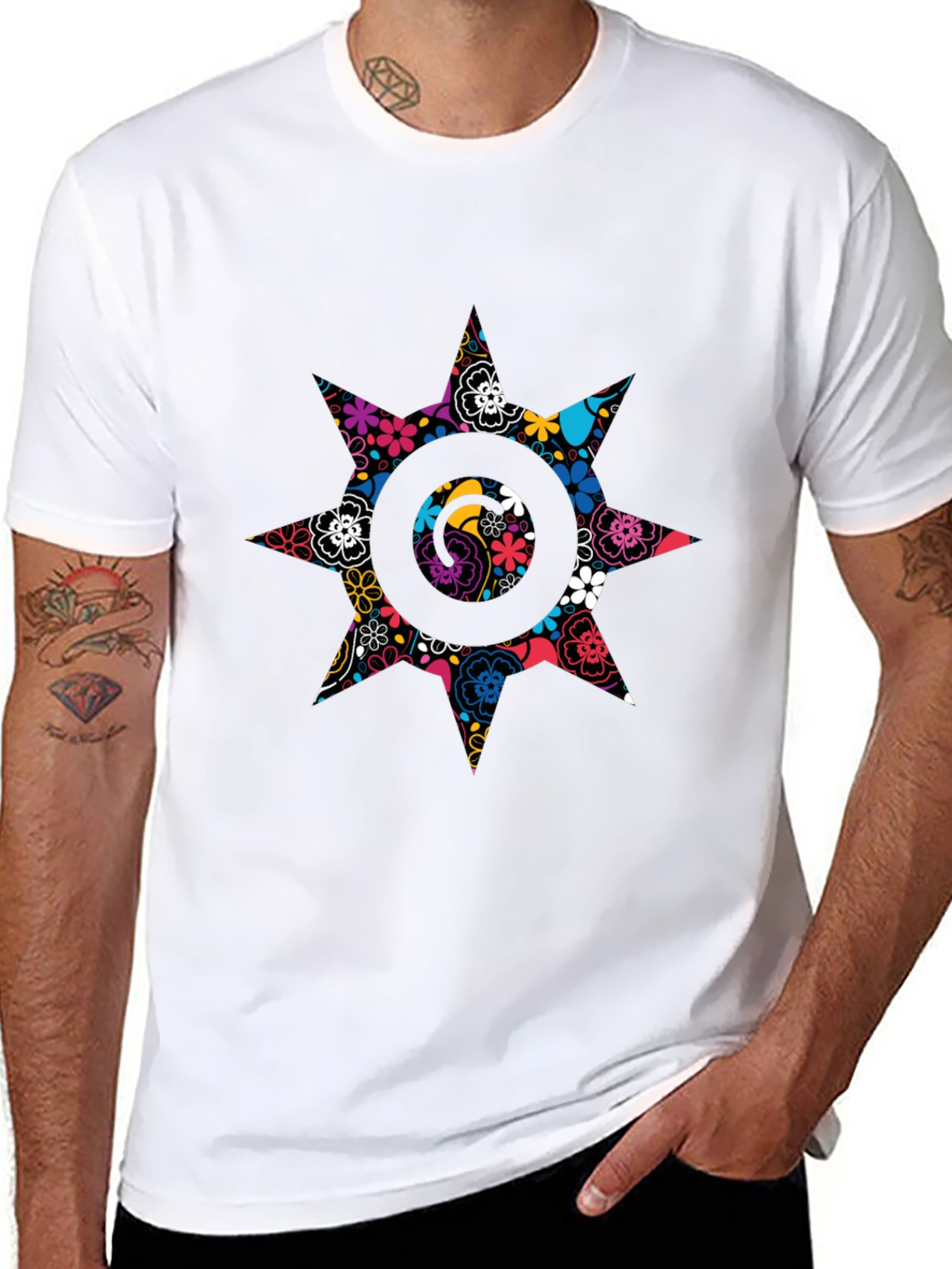 Floral Starburst Black T-Shirt