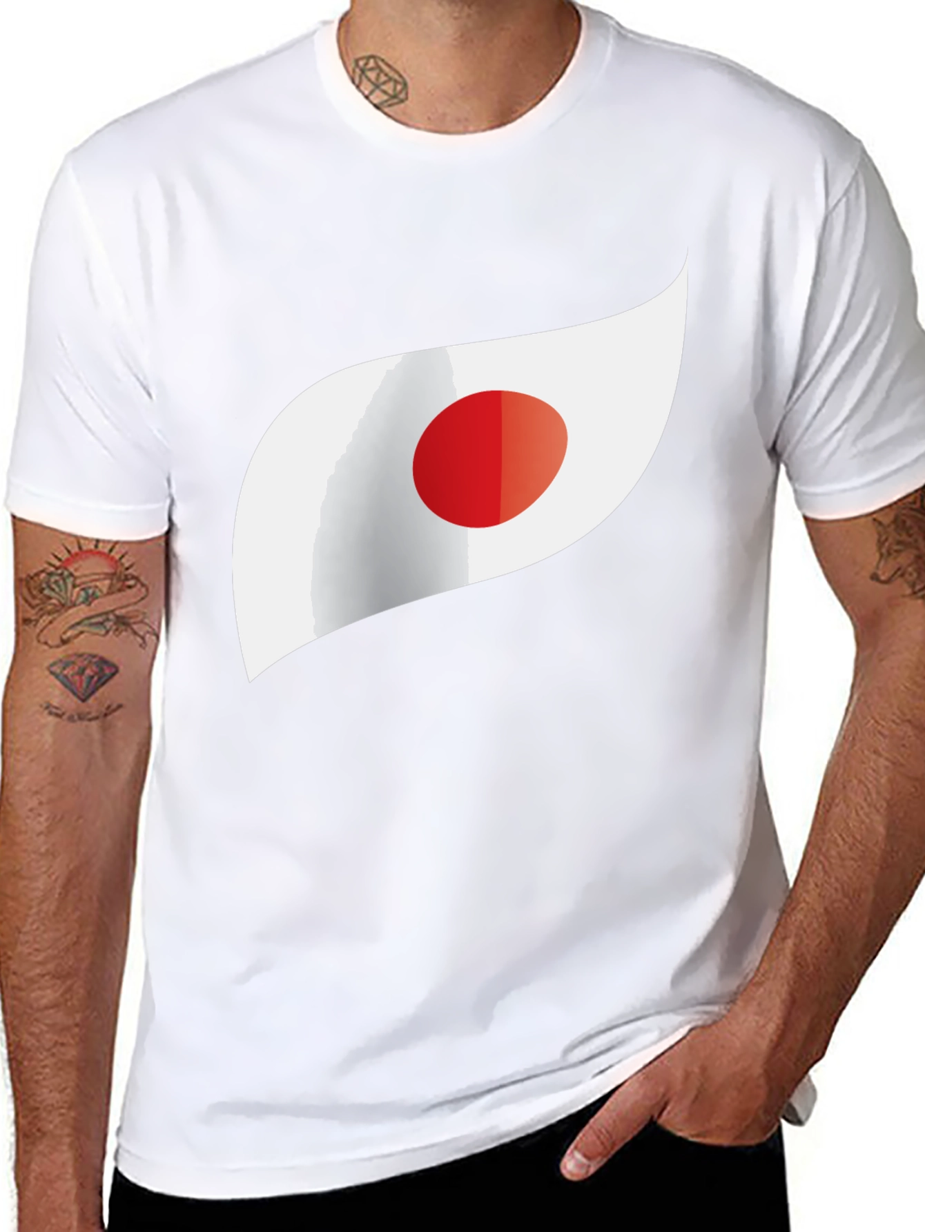 Japan Flag Inspired Graphic Tee - Black