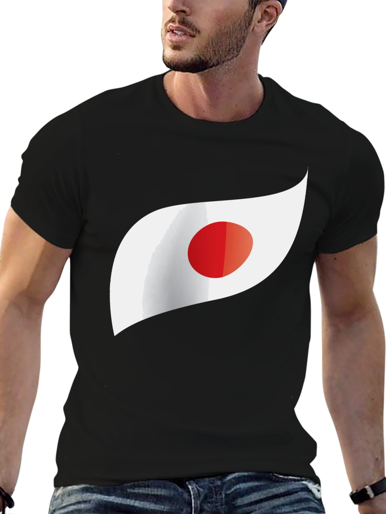 Japan Flag Inspired Graphic Tee - Black