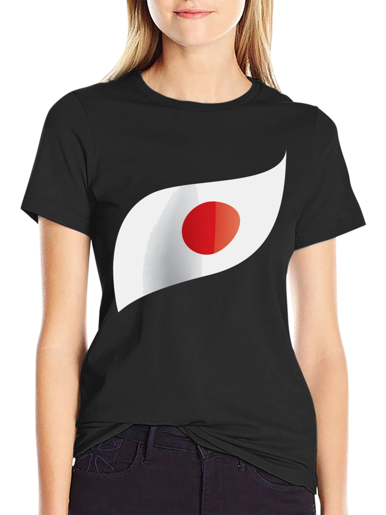 Japan Flag Inspired Graphic Tee - Black