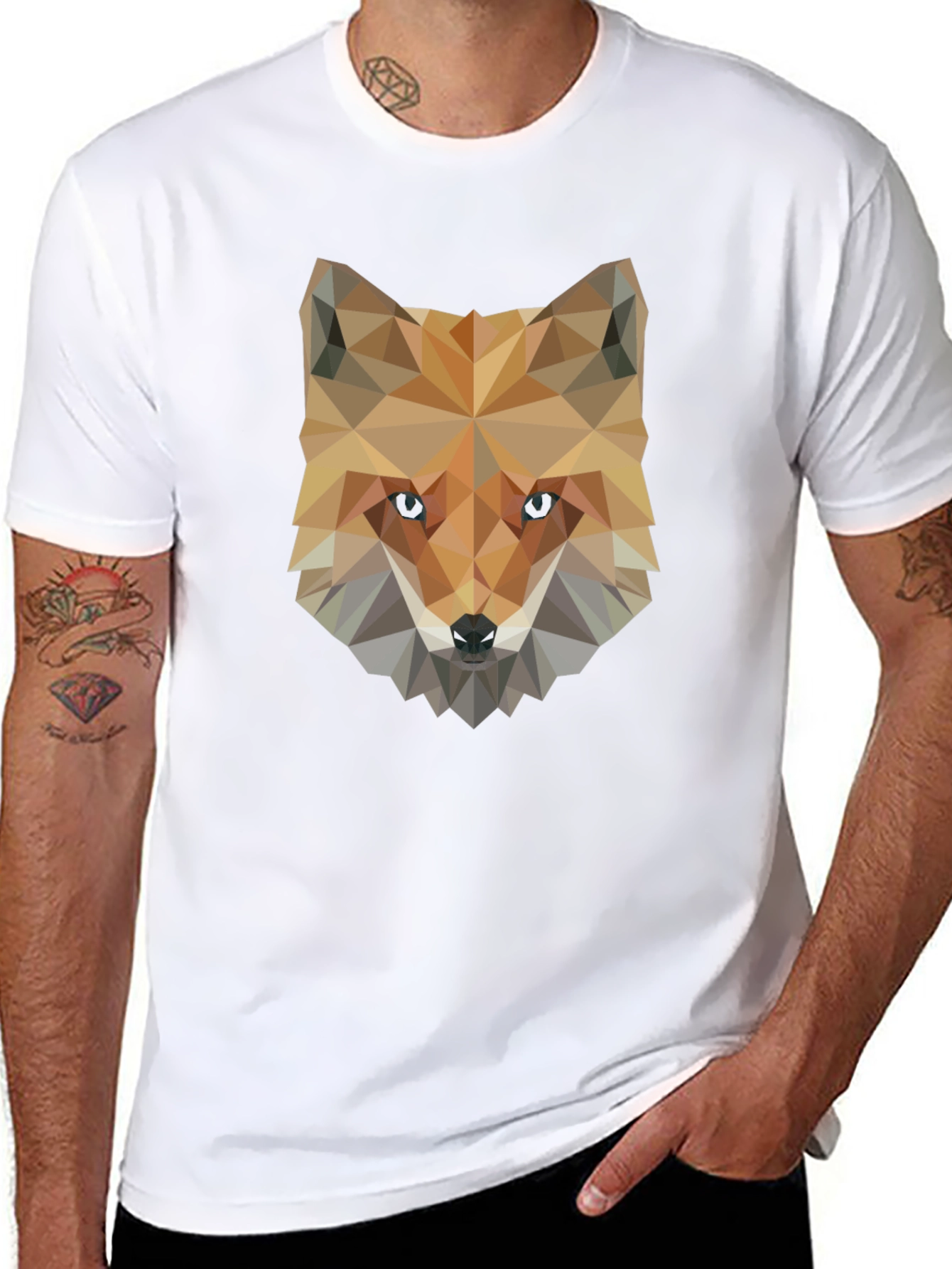 Geometric Fox Graphic Print Mens T-Shirt