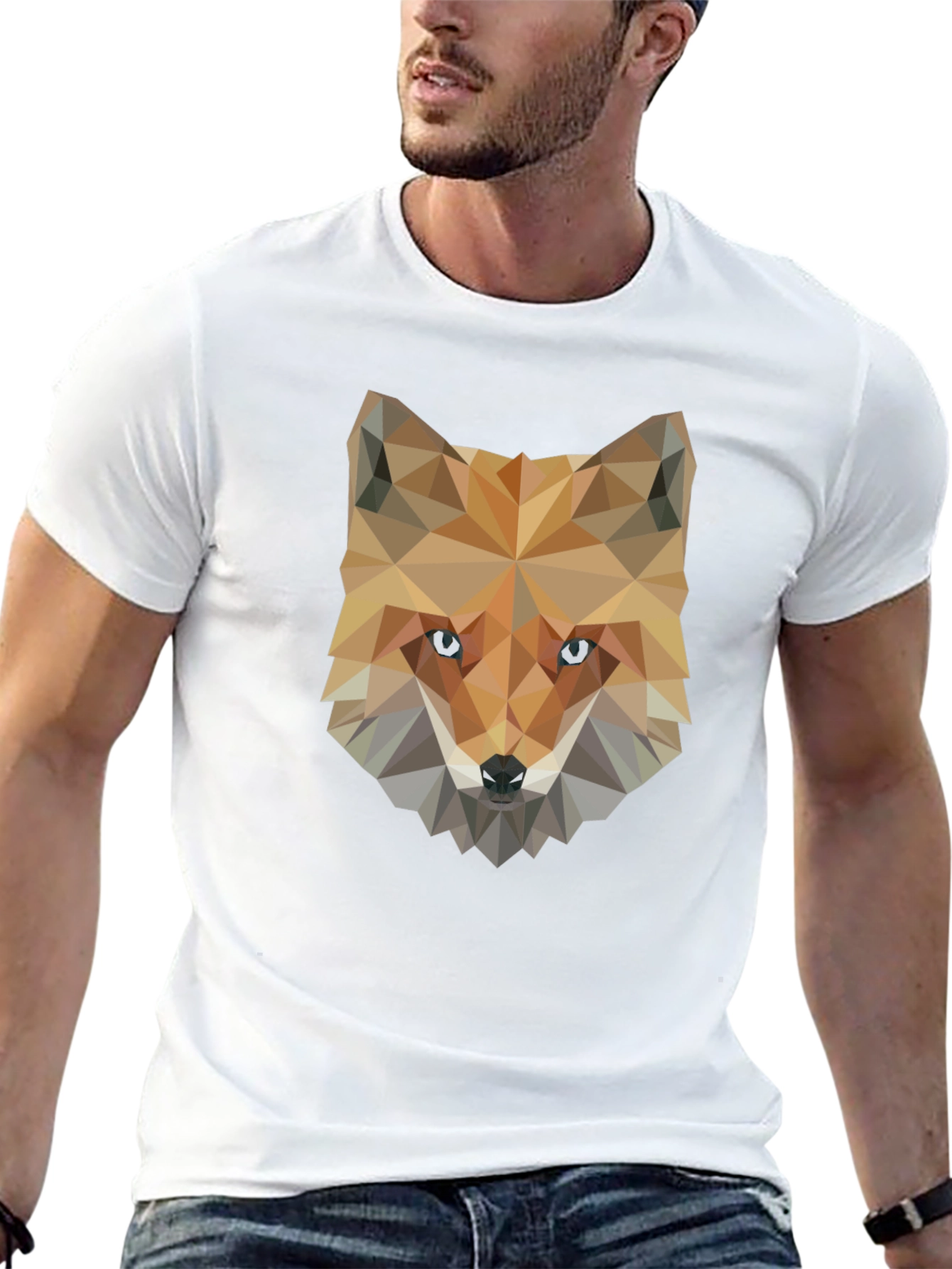 Geometric Fox Graphic Print Mens T-Shirt