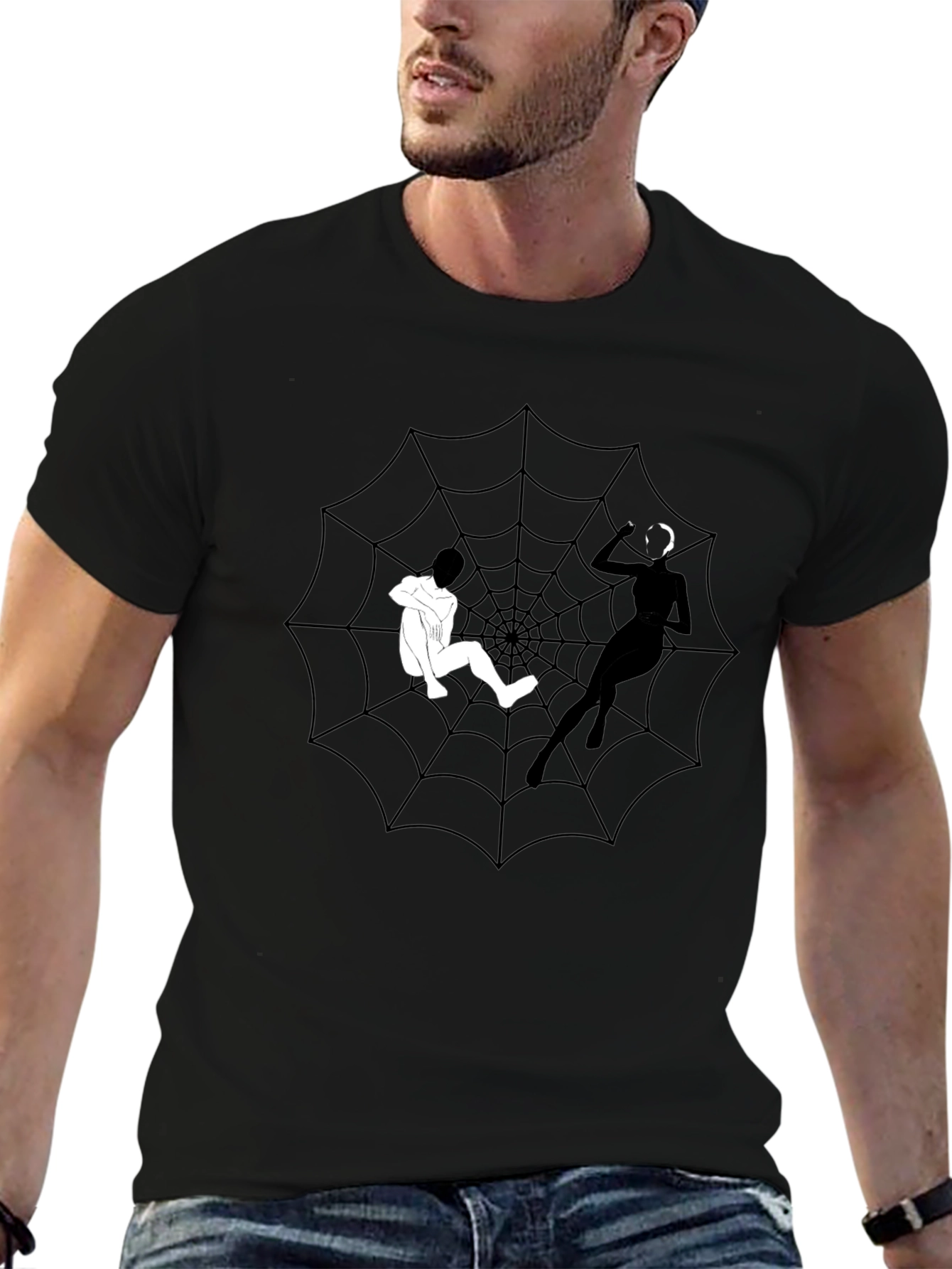 Spider Web Graphic Tee - Caught in Her Web