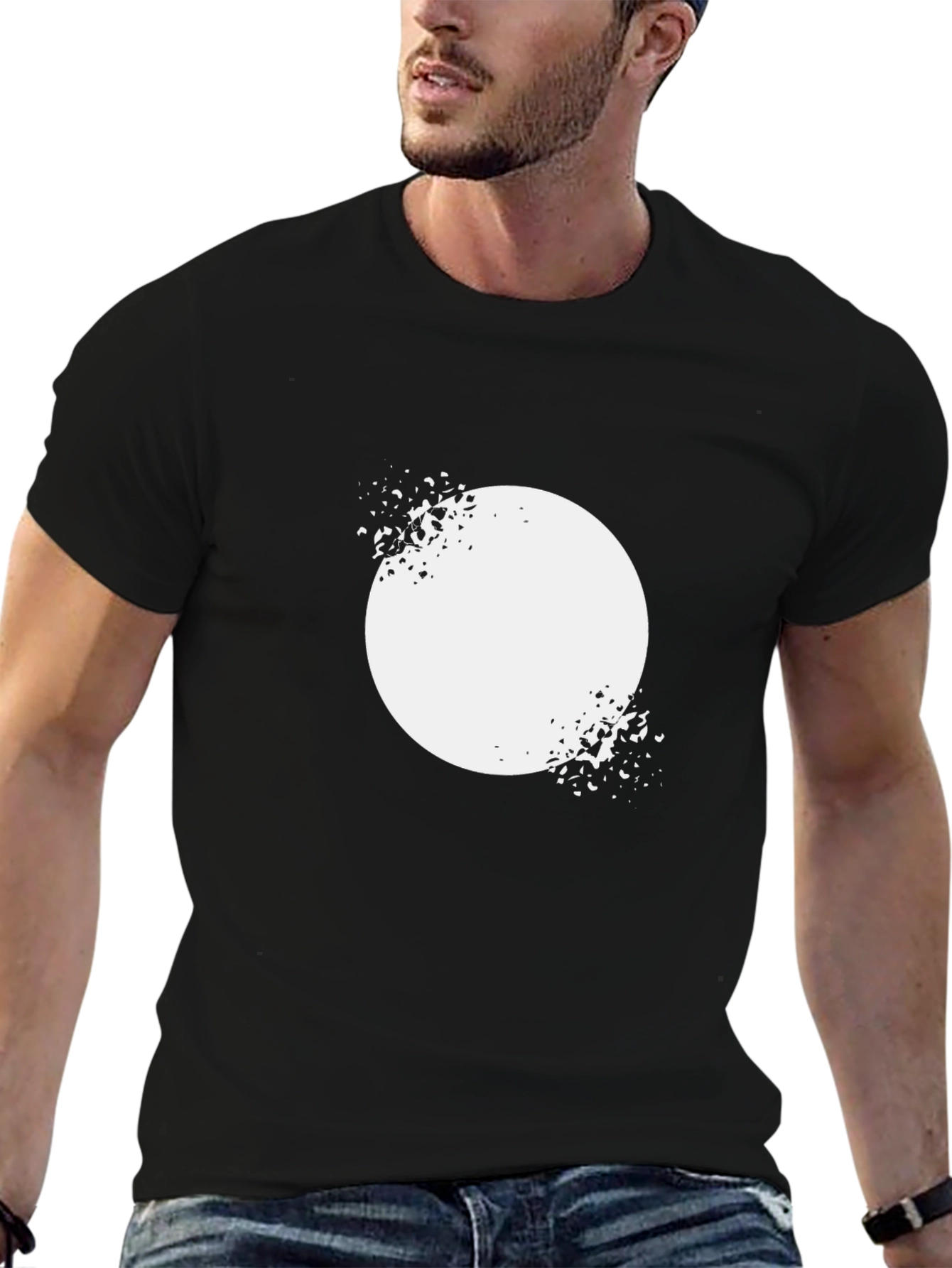 Abstract Circle Print Black T-Shirt