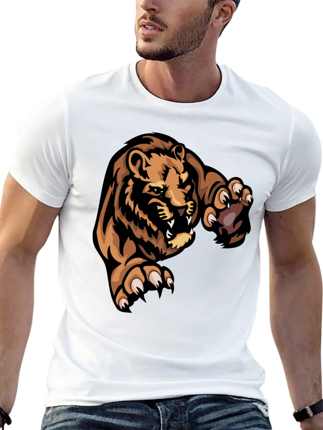 Black T-Shirt with Lion Graphic