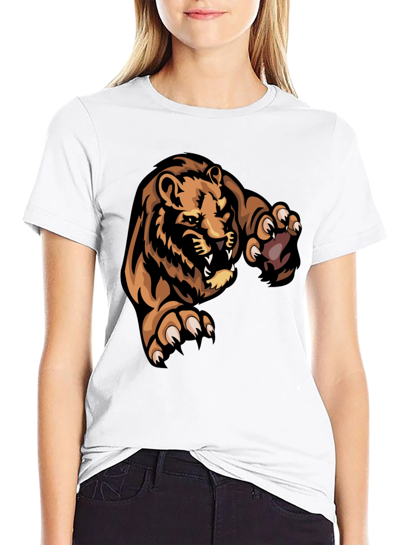 Black T-Shirt with Lion Graphic