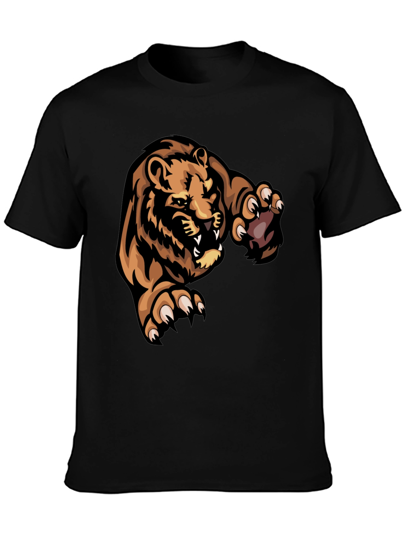 Black T-Shirt with Lion Graphic