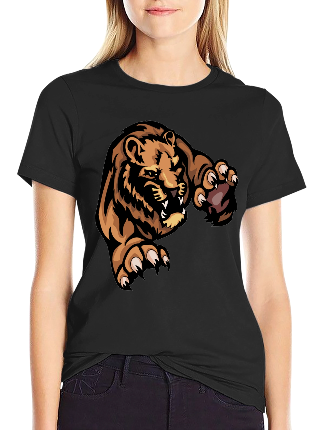 Black T-Shirt with Lion Graphic