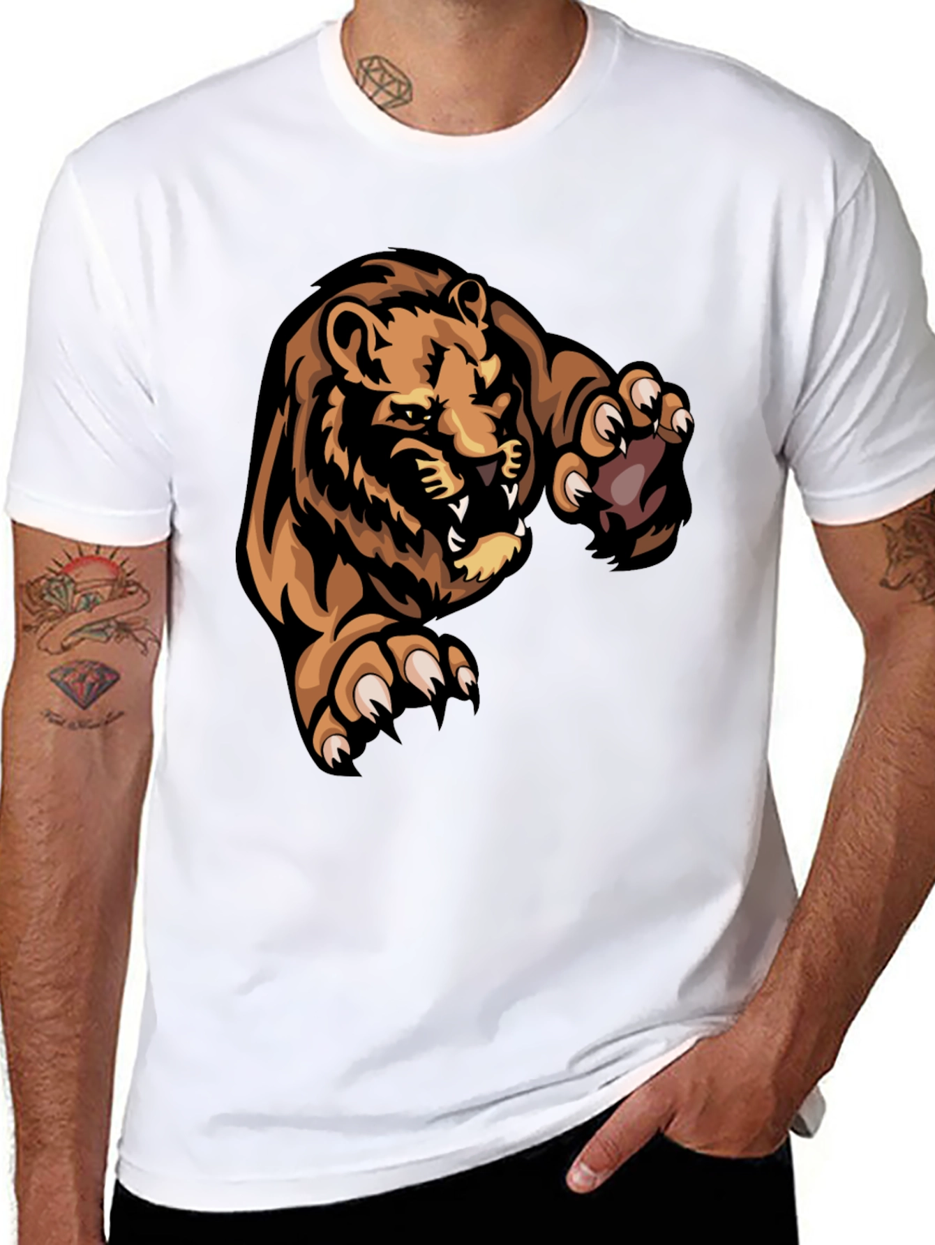 Black T-Shirt with Lion Graphic