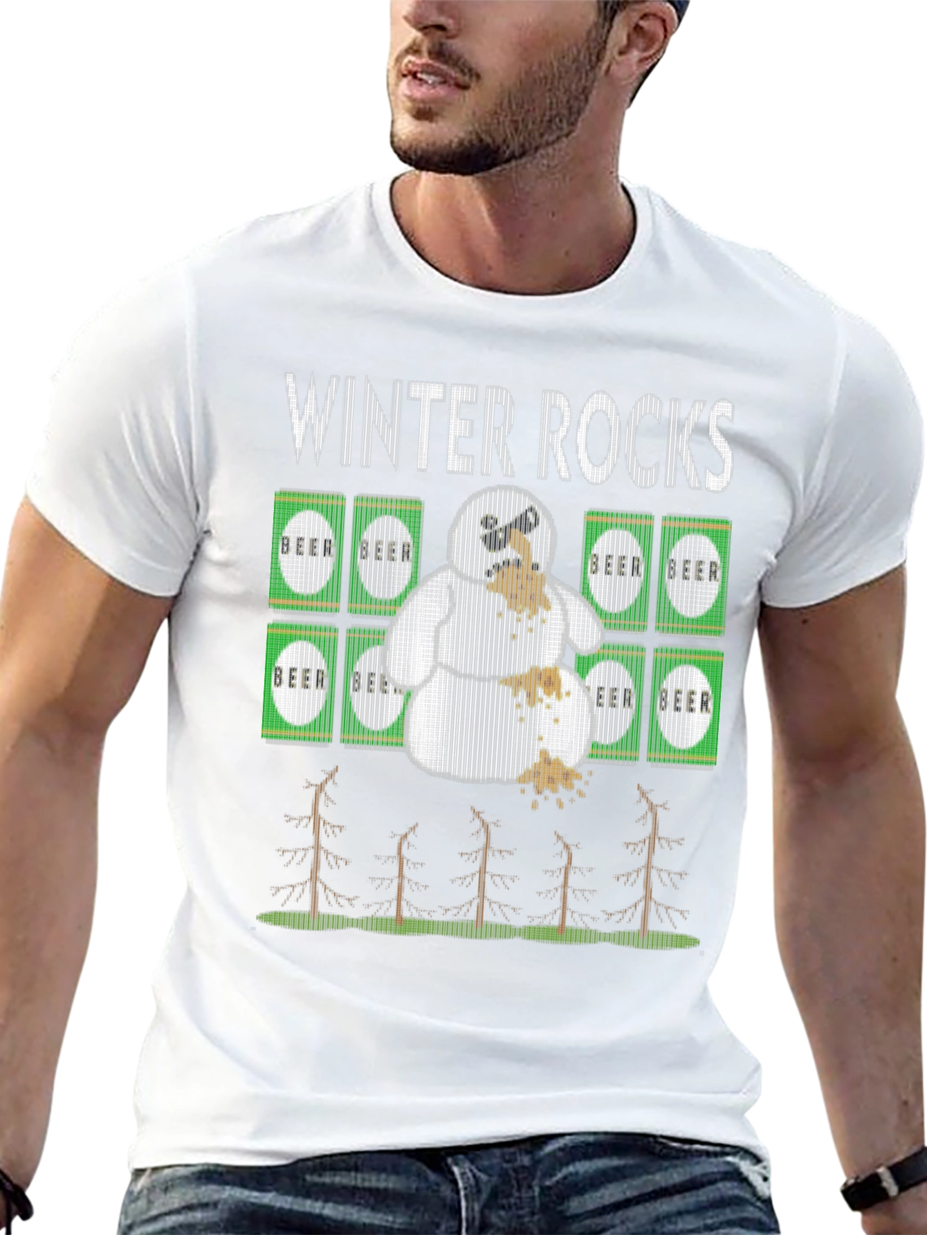 Winter Rocks Beer Snowman Graphic Tee