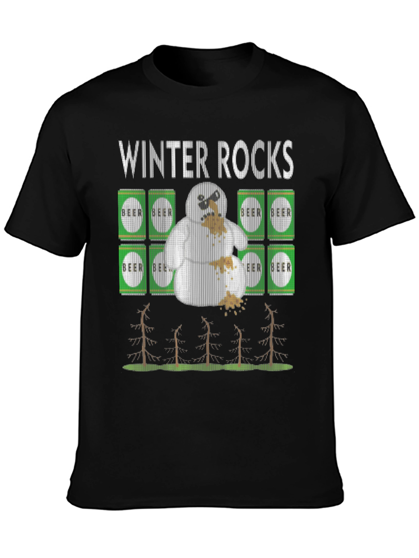 Winter Rocks Beer Snowman Graphic Tee