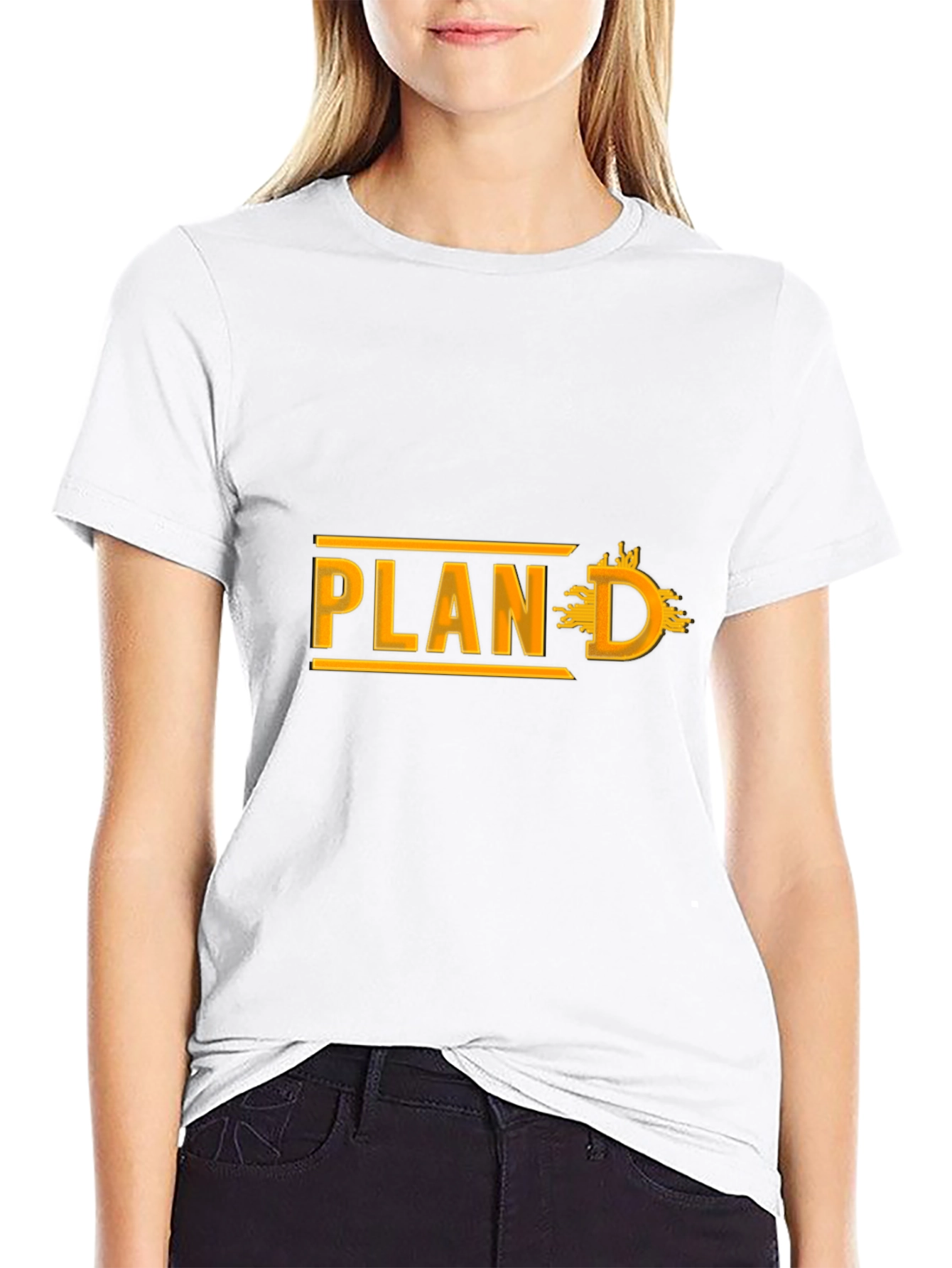 Plan D Black Cotton Graphic Tee