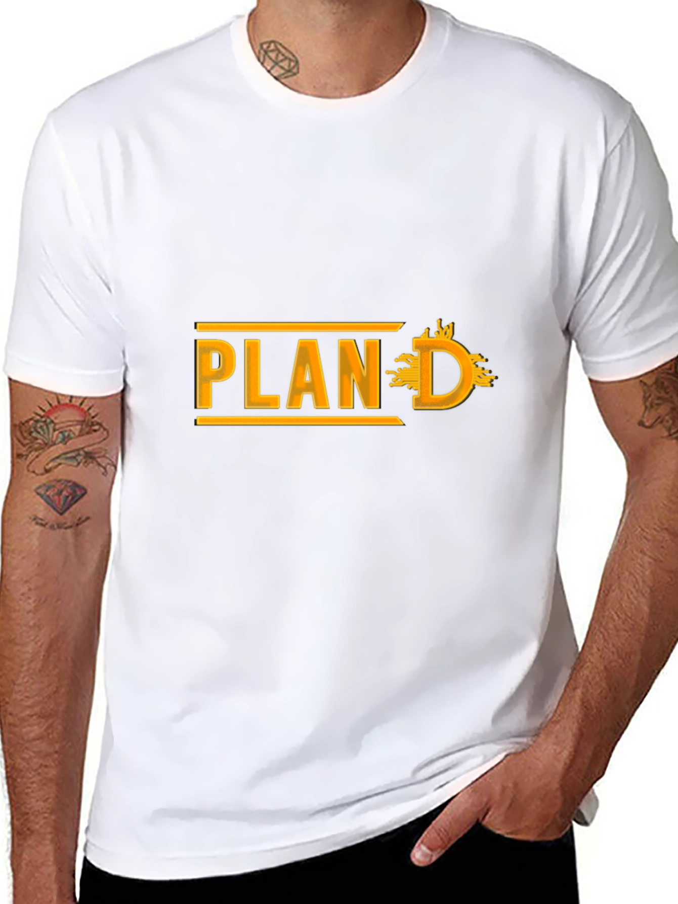 Plan D Black Cotton Graphic Tee