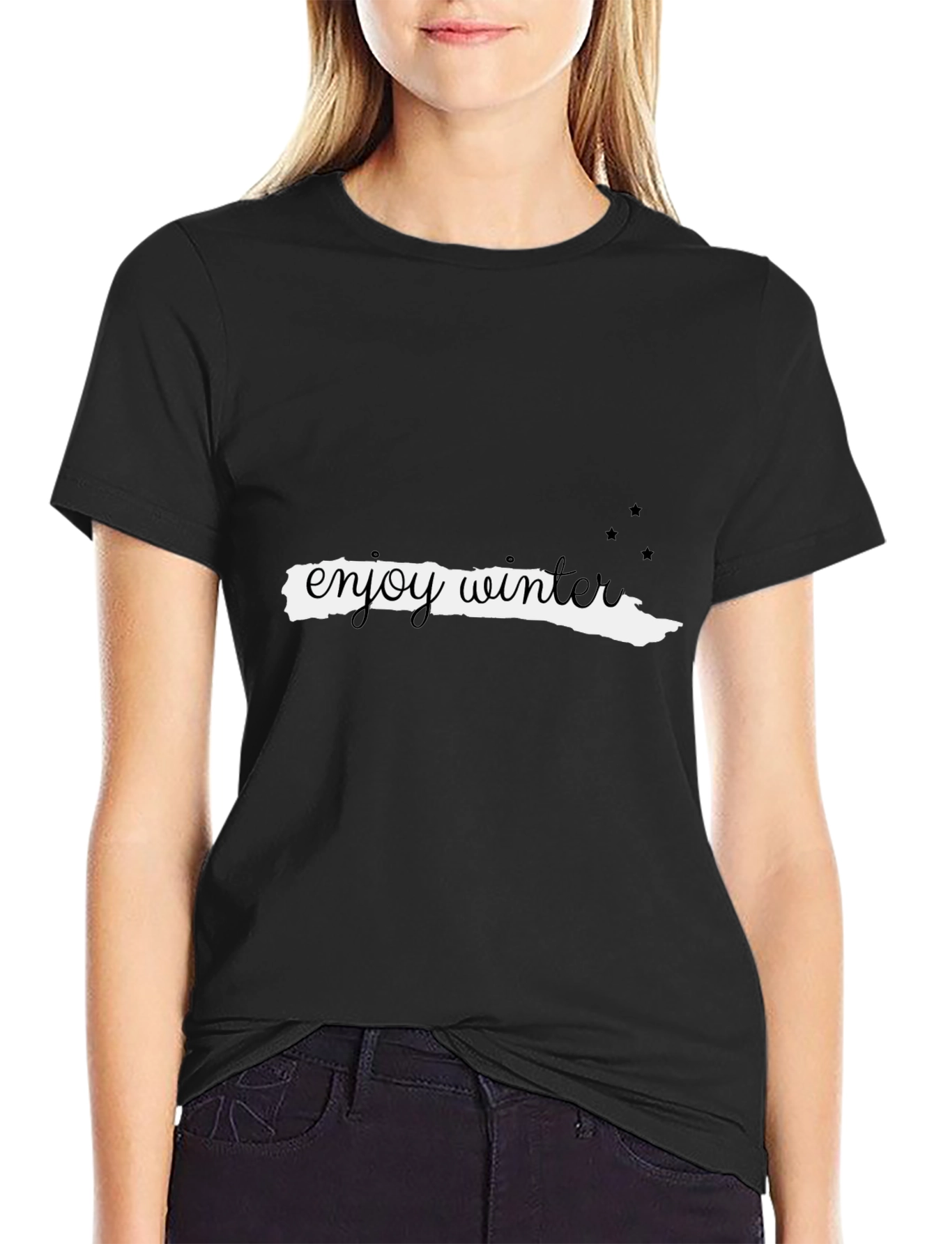 Enjoy Winter Black Graphic Tee