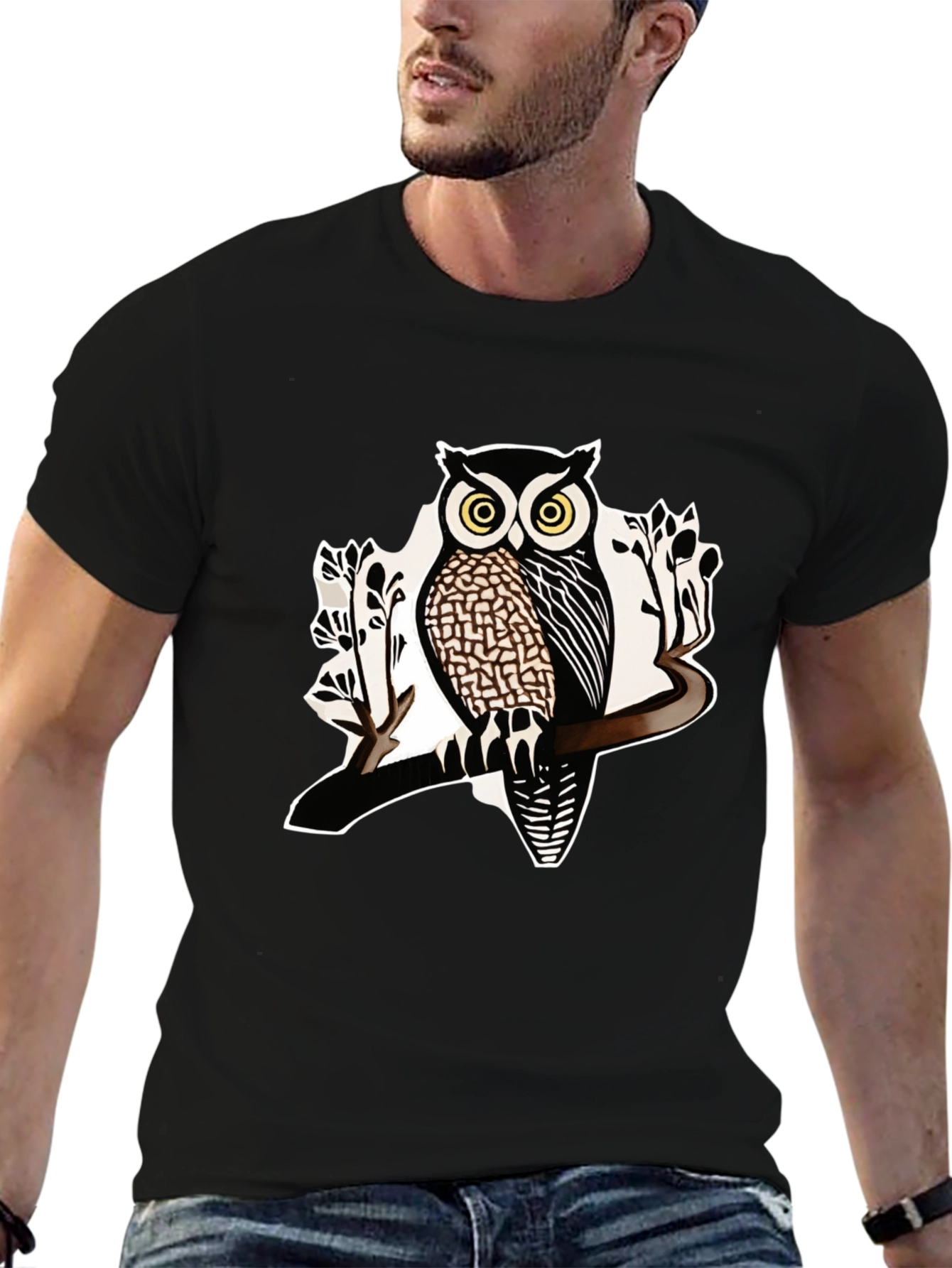 Owl Graphic Tee - Mens Black Short Sleeve