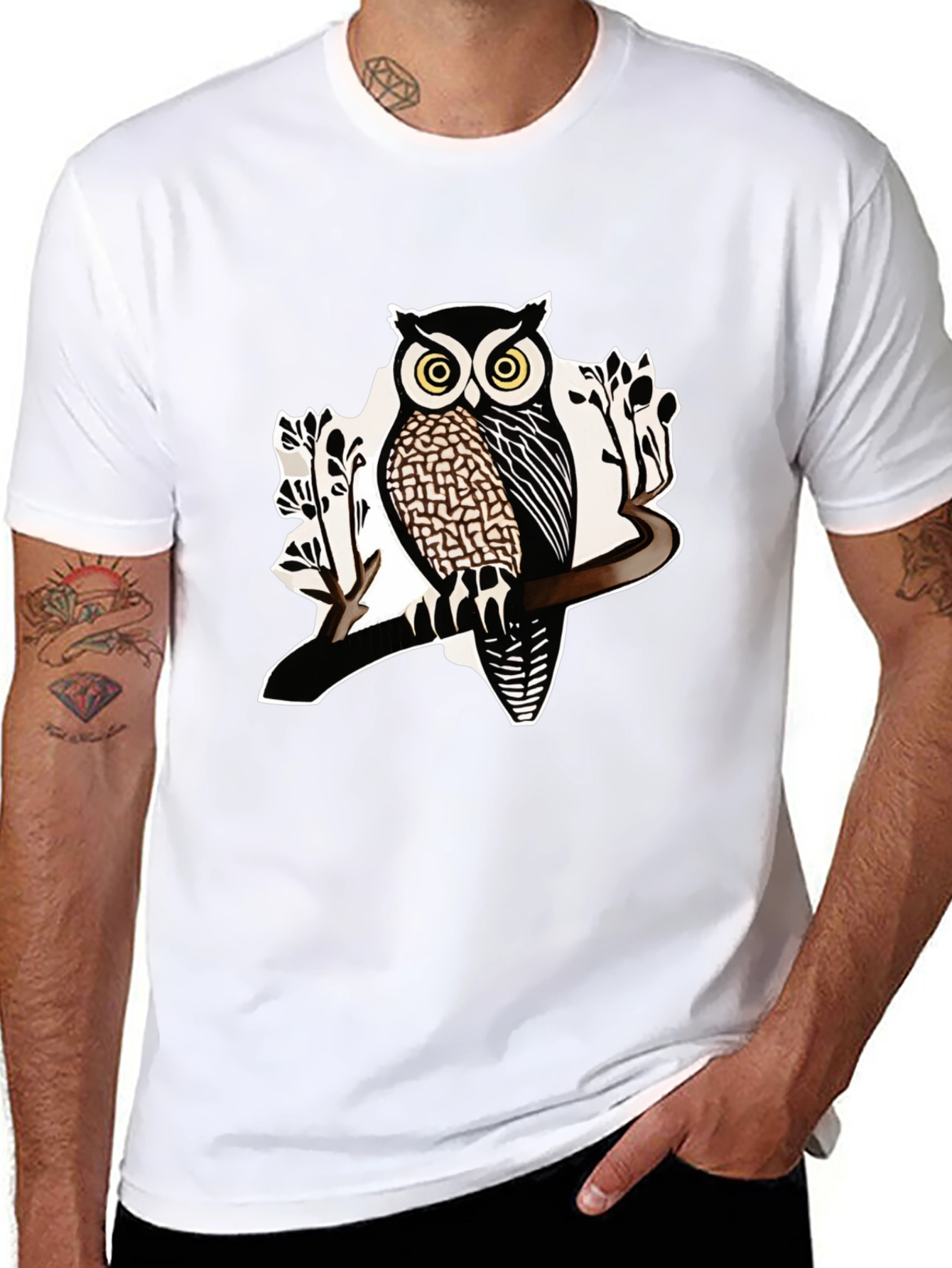 Owl Graphic Tee - Mens Black Short Sleeve