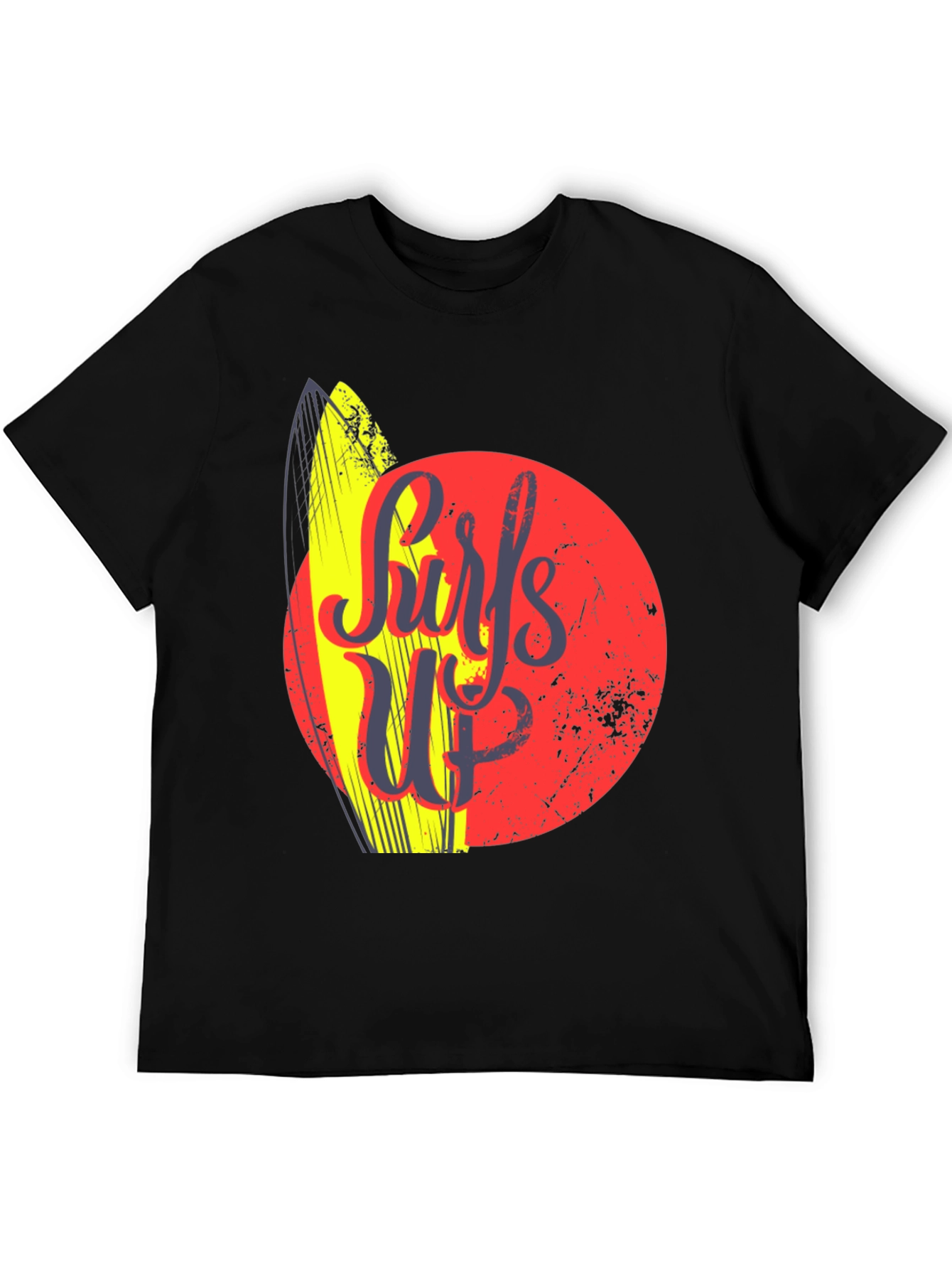 Surfs Up Graphic Tee - Black Cotton T-Shirt