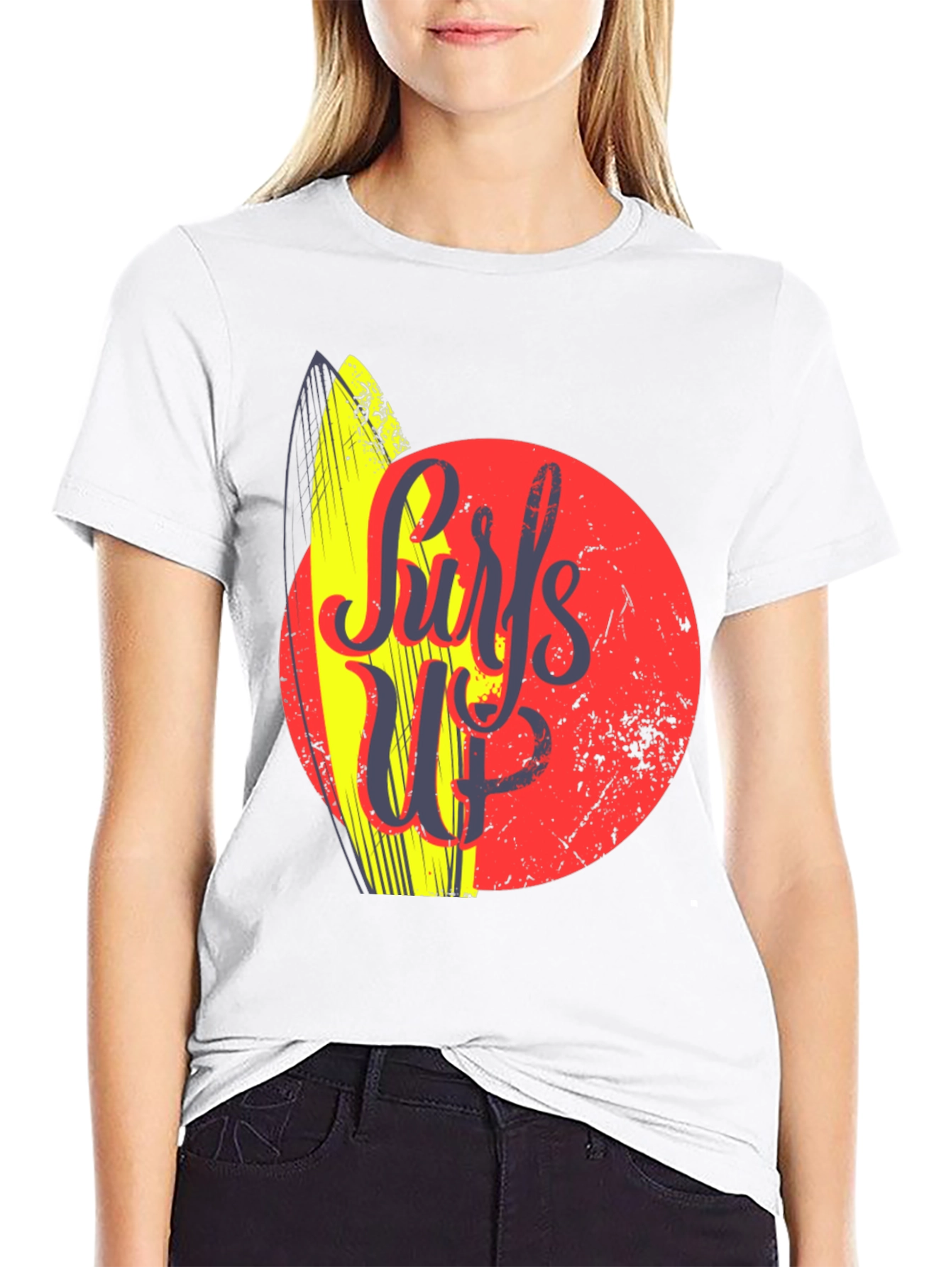 Surfs Up Graphic Tee - Black Cotton T-Shirt
