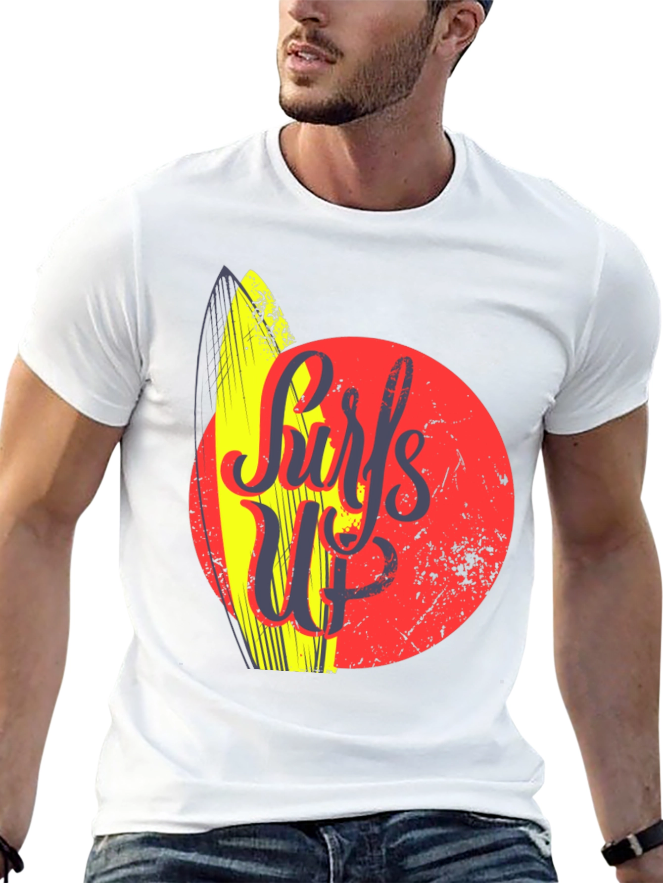 Surfs Up Graphic Tee - Black Cotton T-Shirt