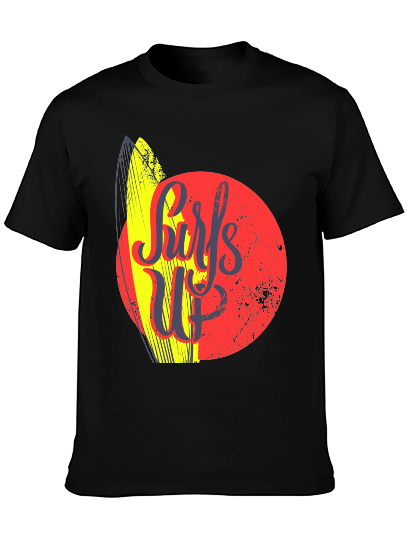 Surfs Up Graphic Tee - Black Cotton T-Shirt
