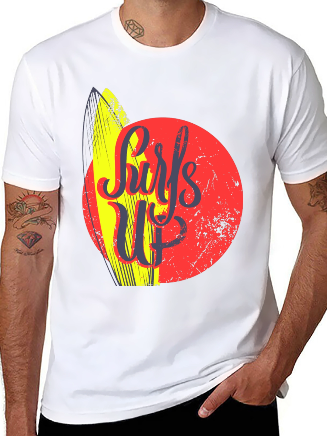 Surfs Up Graphic Tee - Black Cotton T-Shirt