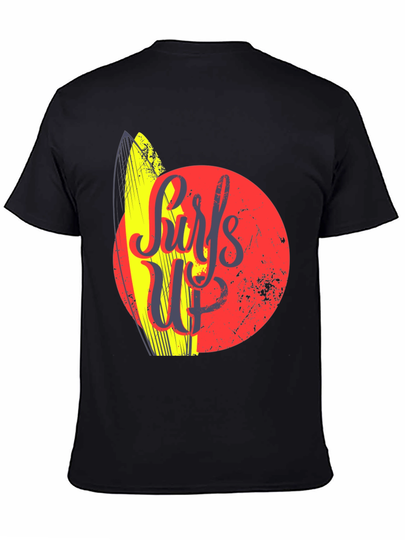 Surfs Up Graphic Tee - Black Cotton T-Shirt
