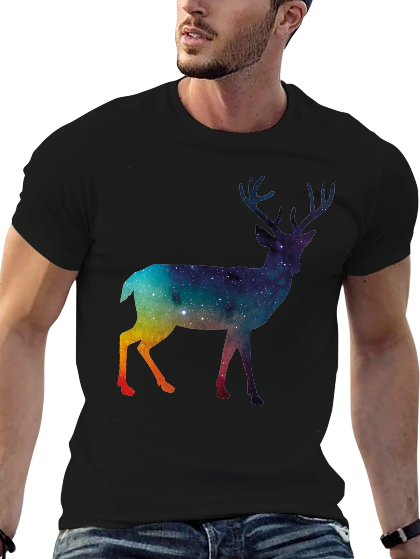 Galaxy Deer Graphic T-Shirt
