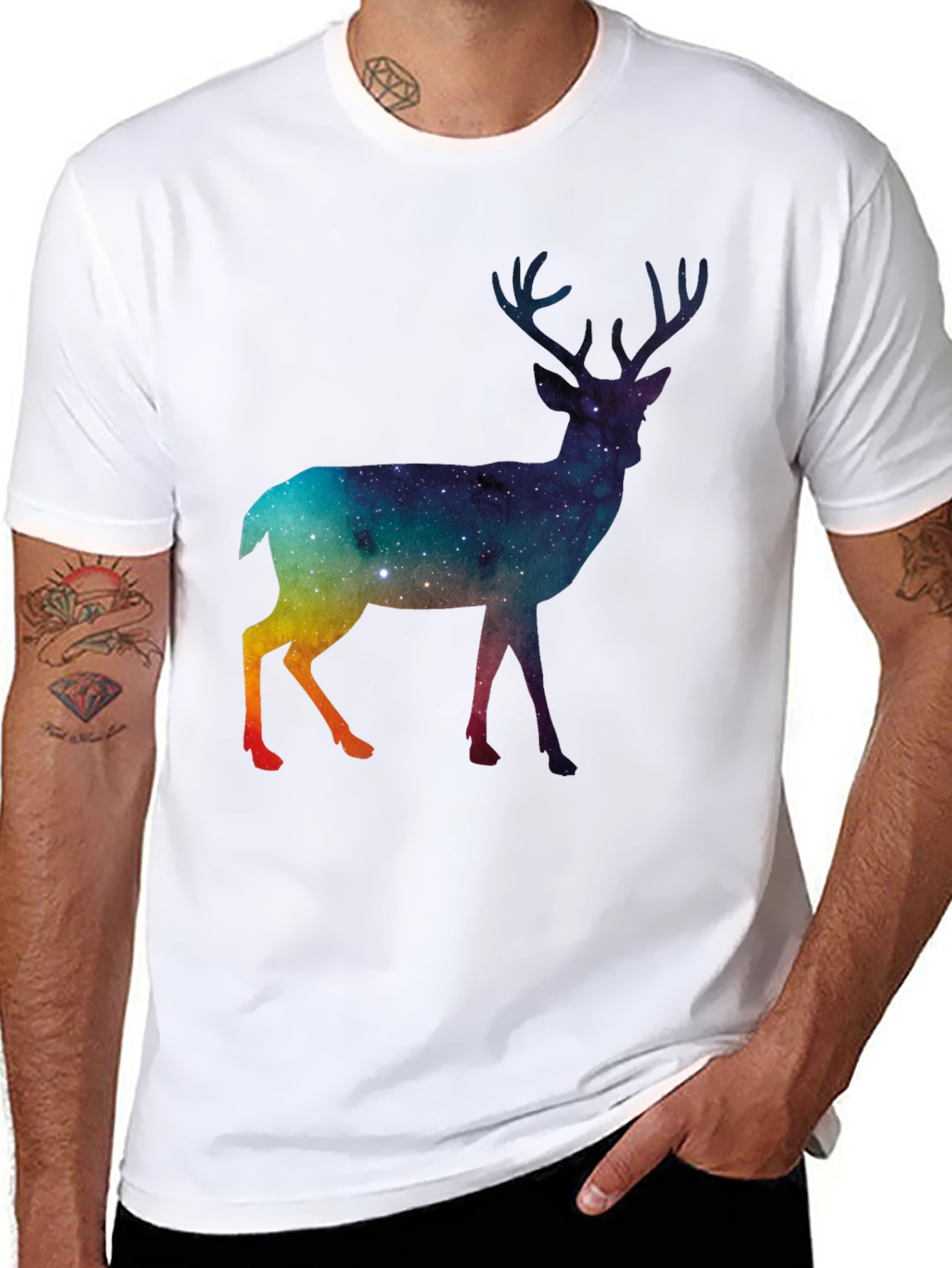 Galaxy Deer Graphic T-Shirt