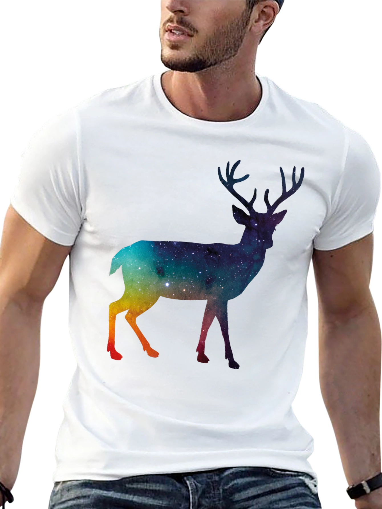 Galaxy Deer Graphic T-Shirt